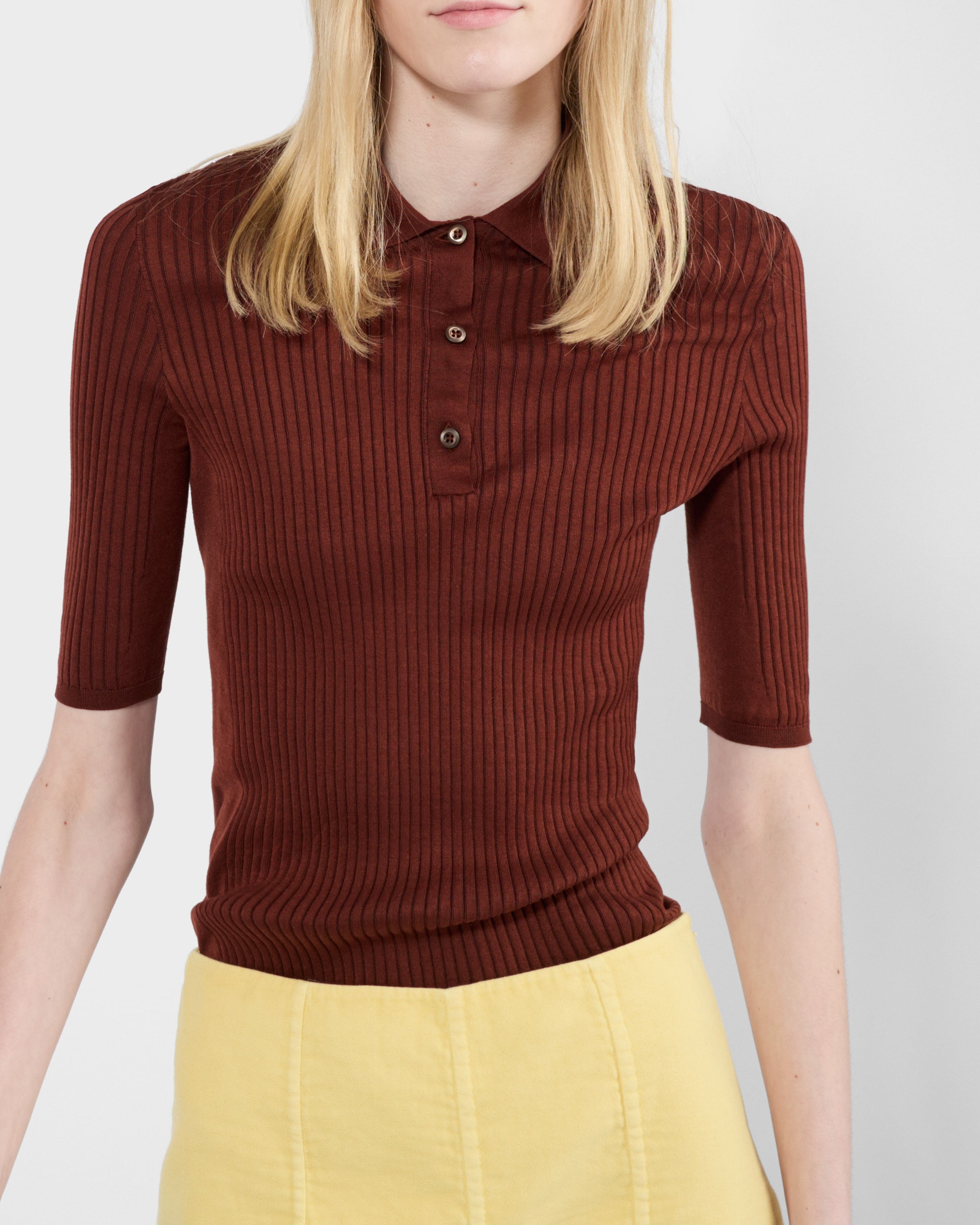 Cotton polo sweater Rust
