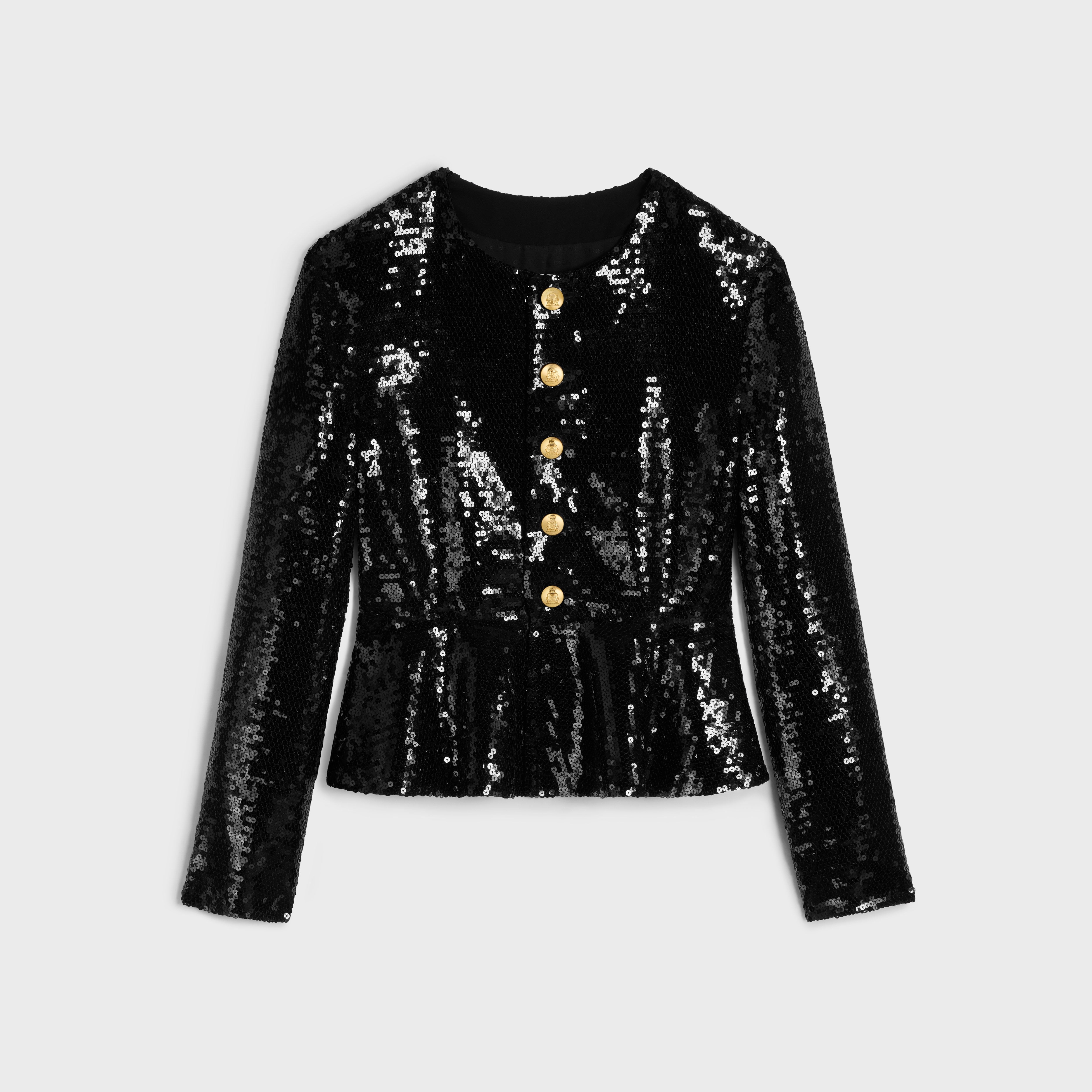 EMBROIDERED CHELSEA JACKET IN SILK MUSLIN - BLACK