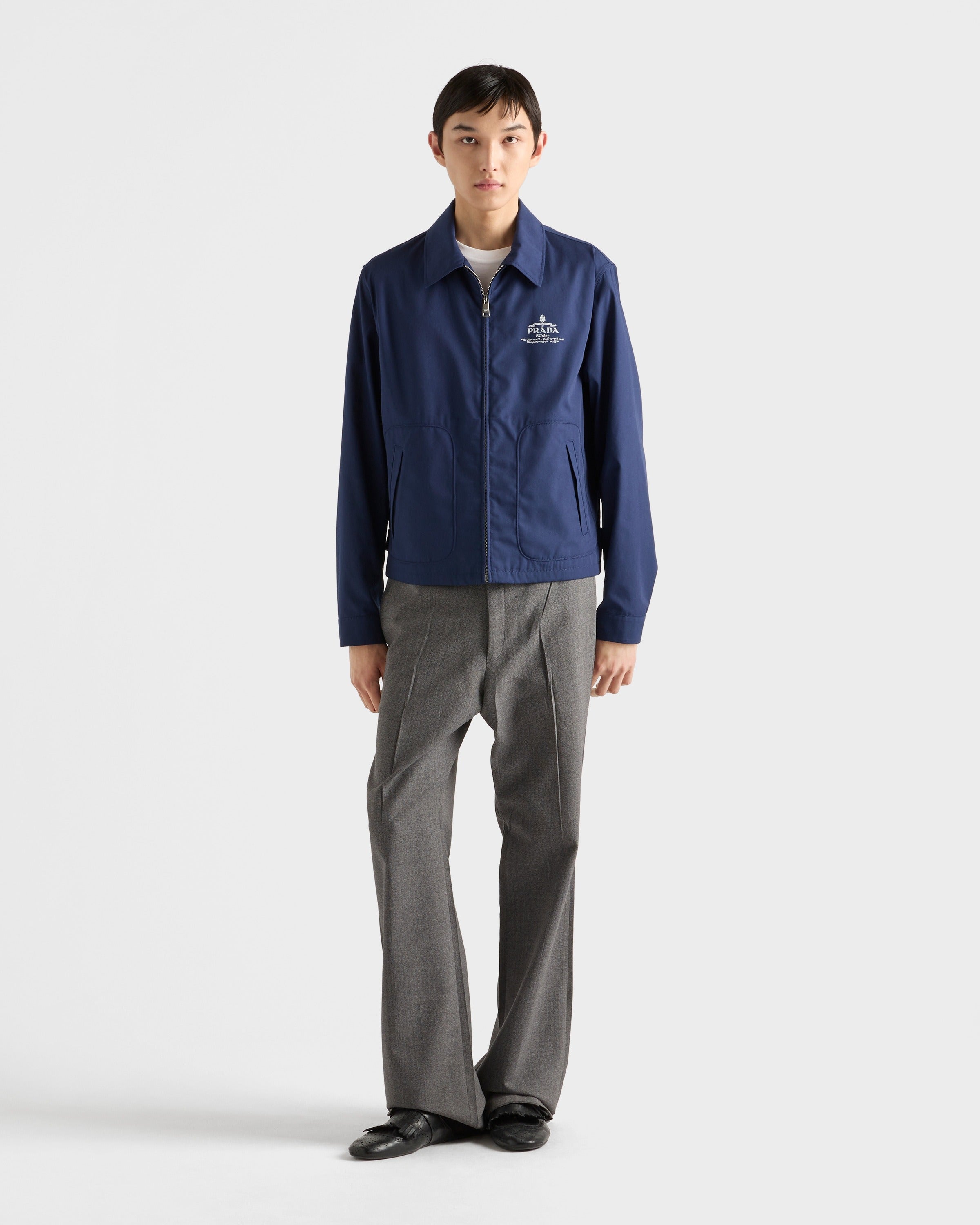 Cotton blend blouson jacket Baltic Blue