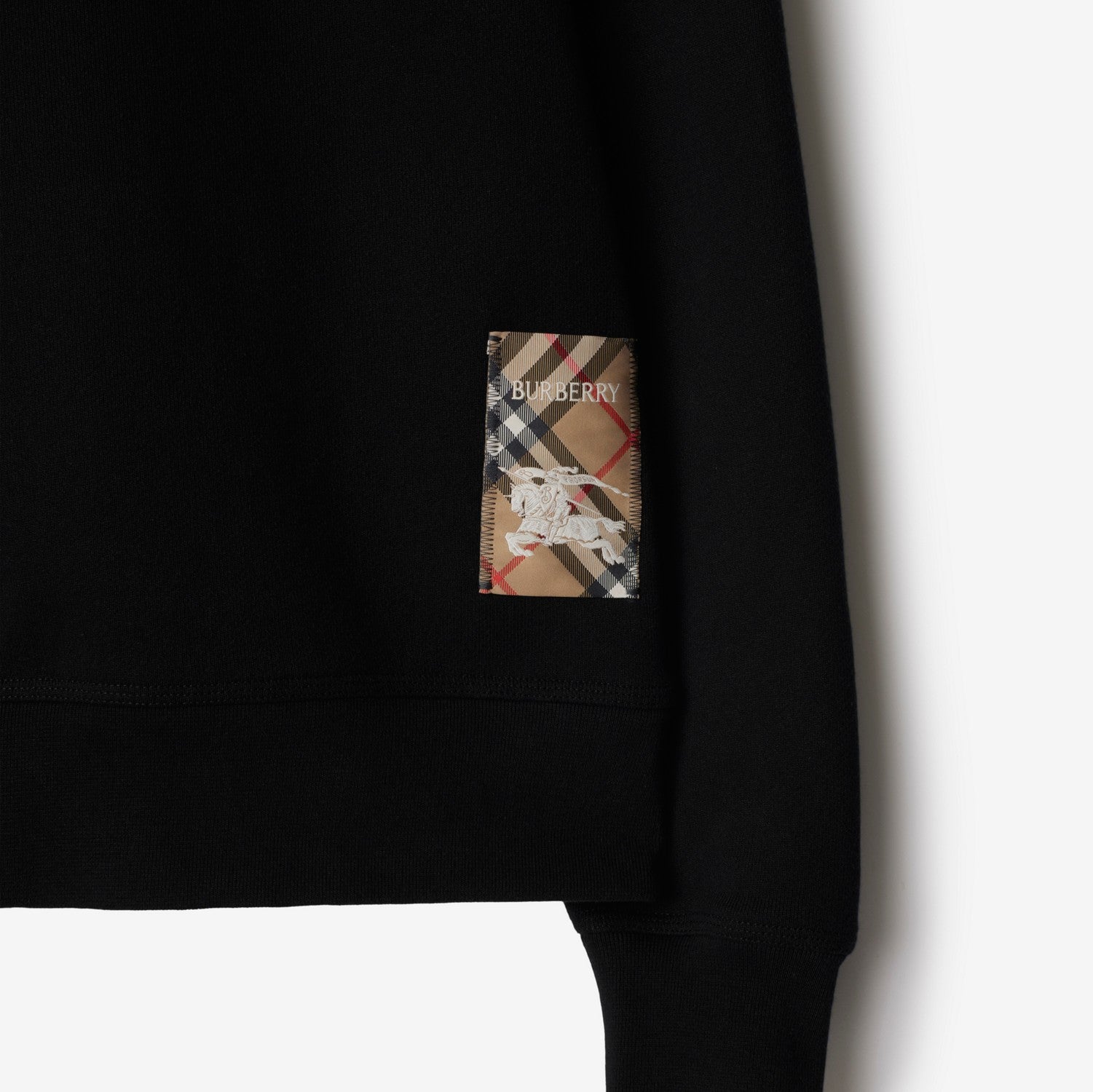 Check Label Cotton Sweatshirt - Black