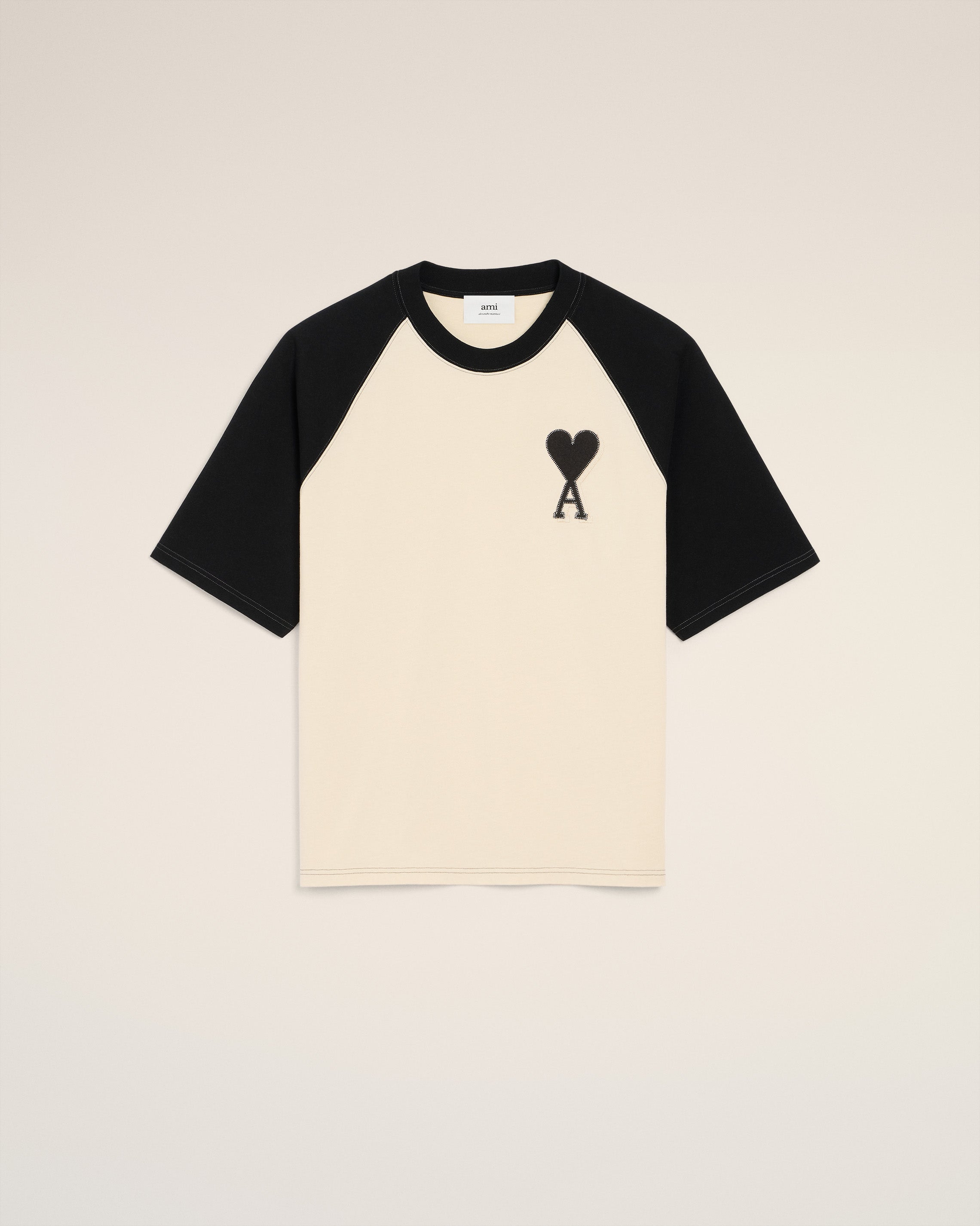 White Cotton Short Sleeves Ami De Coeur T-shirt IVORY/BLACK