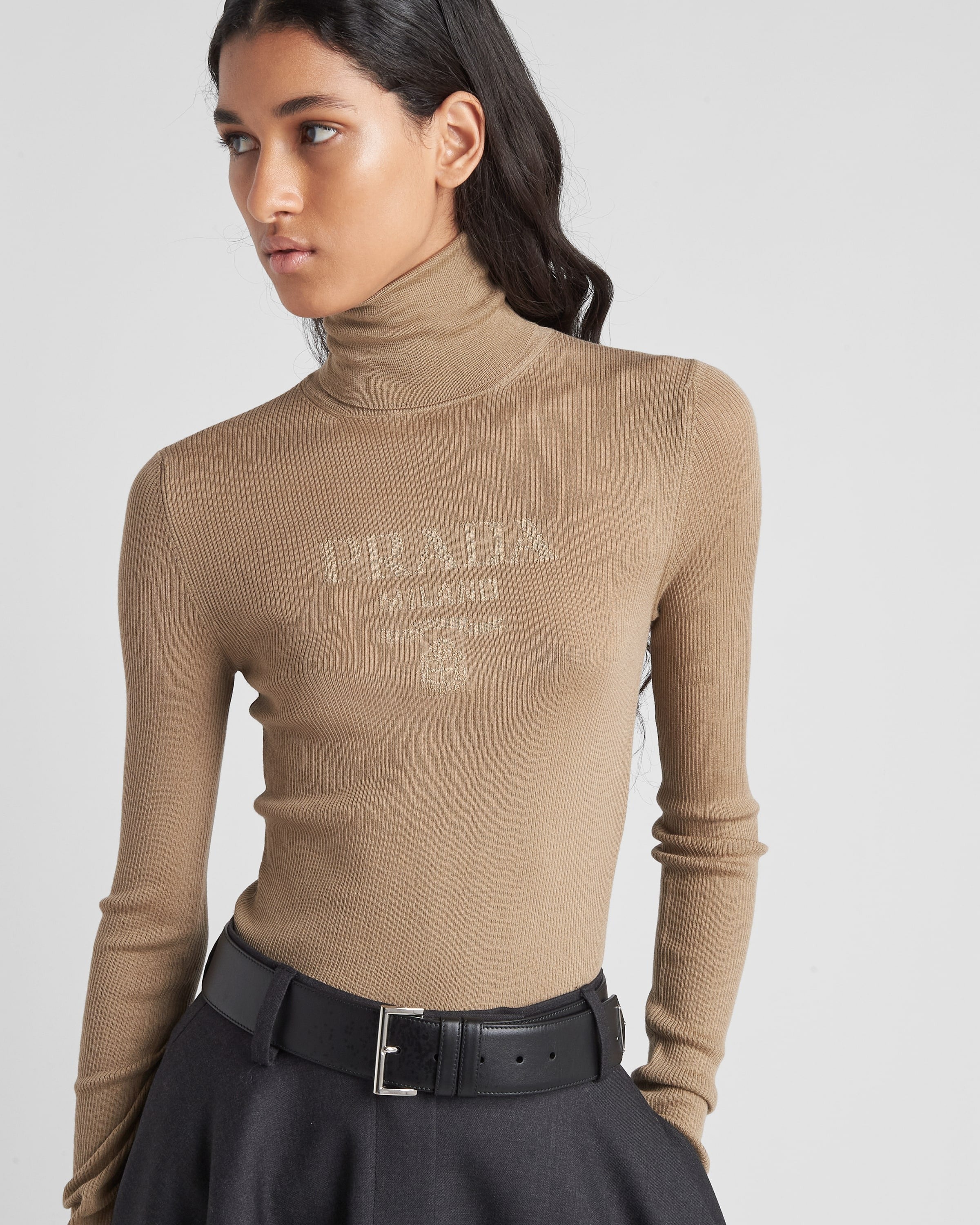 Superfine wool turtleneck sweater Camel Brown