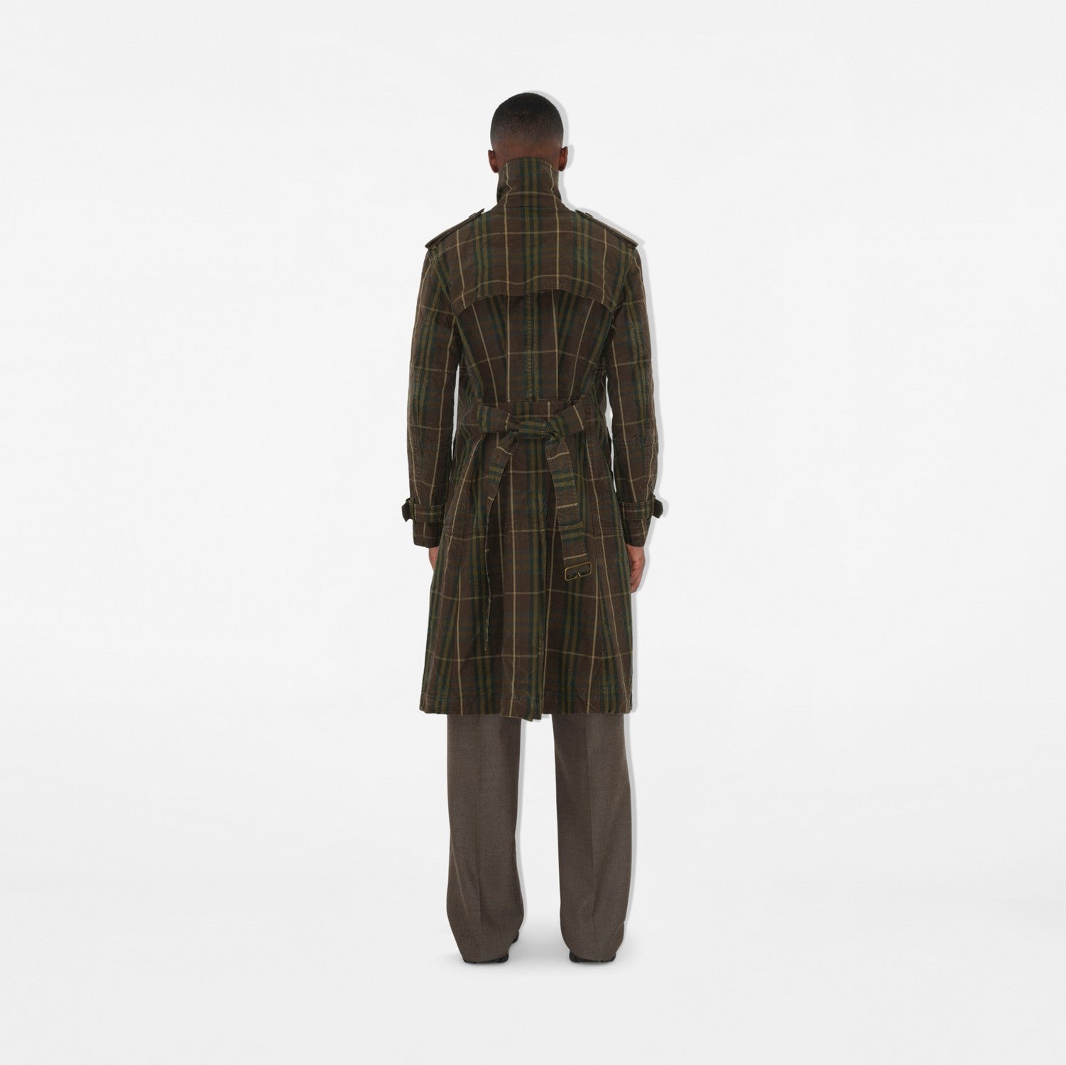 Long Check Cotton Trench Coat - Tor