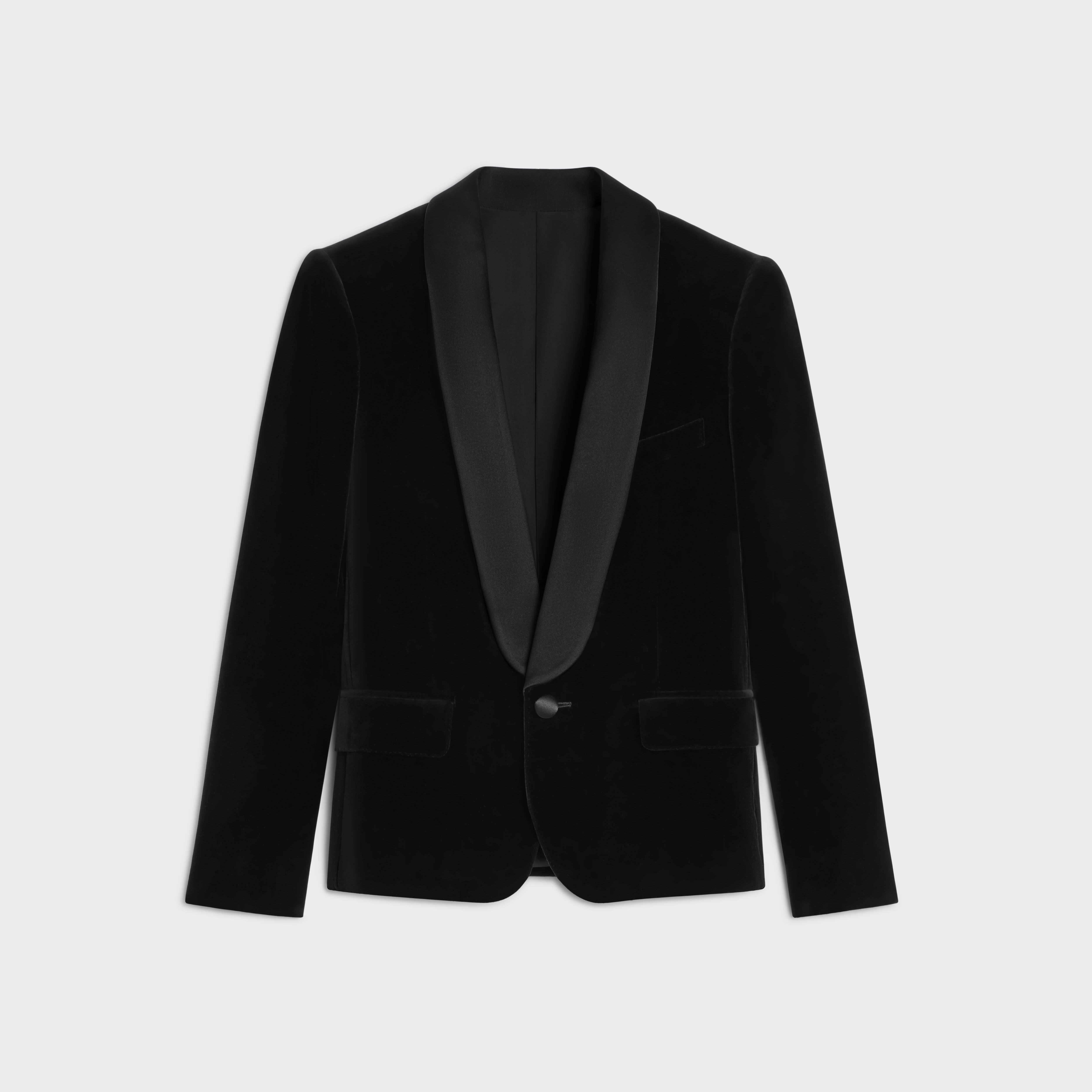 SHORT TUX JACKET IN COTTON VELVET - BLACK