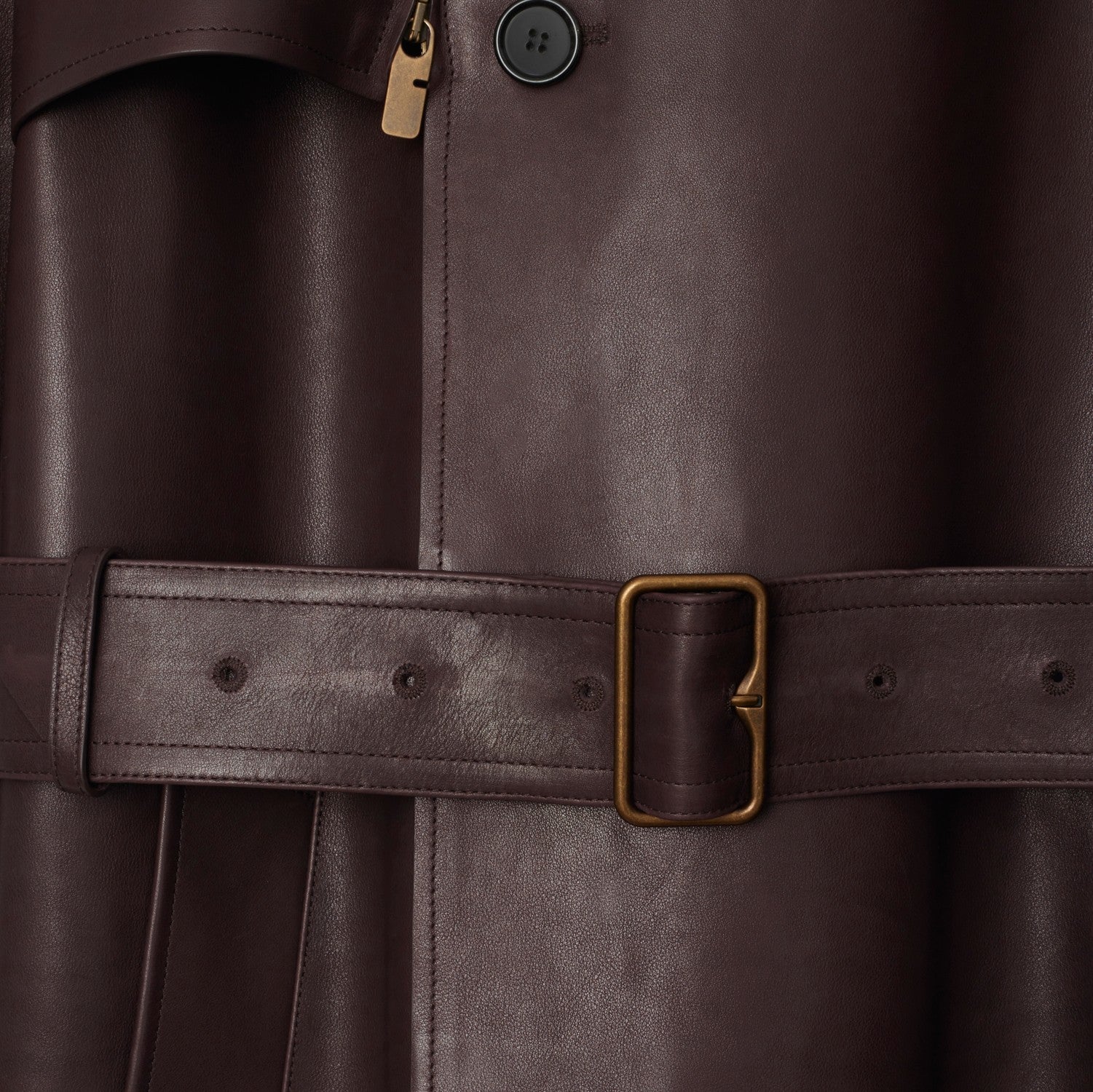 Long Leather Trench Coat - Berry