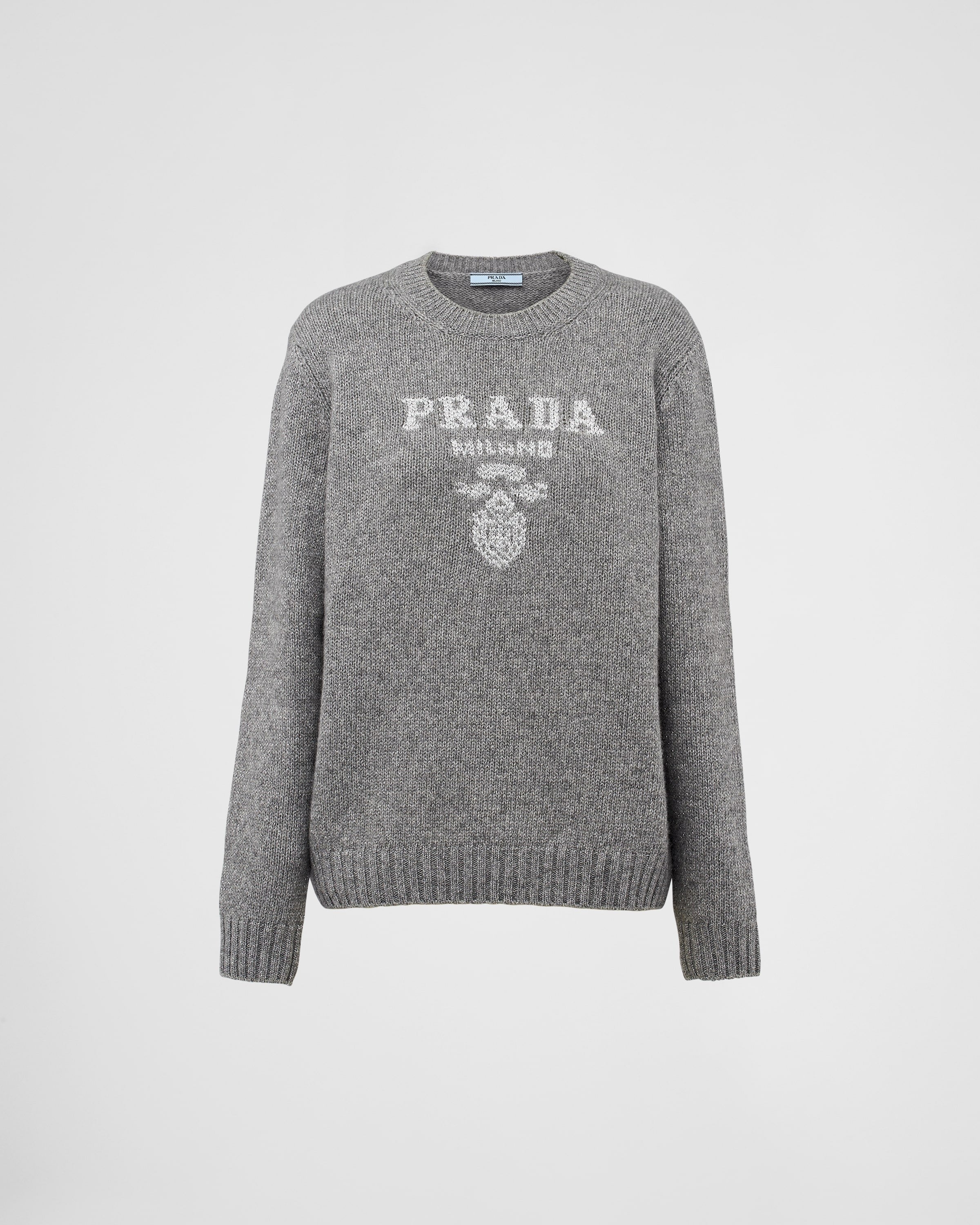 Wool, cashmere and lamé crew-neck sweater Grey/Silver