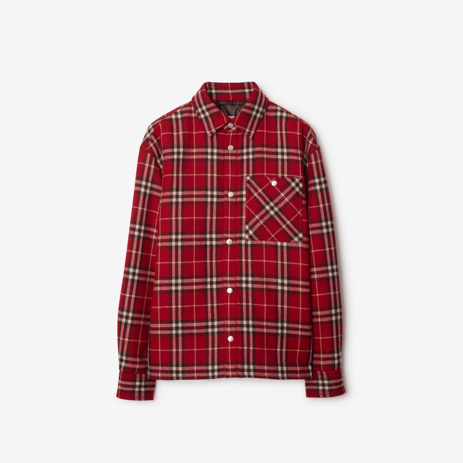 Check Wool Overshirt - Geranium