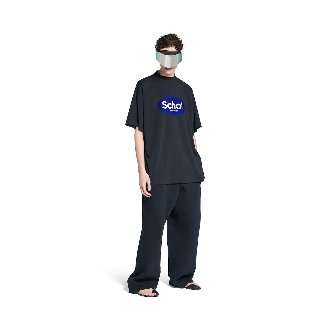 Men's Balenciaga I Scholl Oversized T-shirt in Black Faded