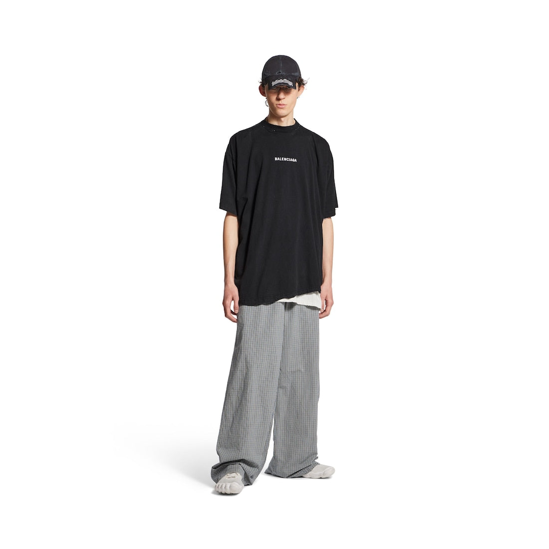 Men's Balenciaga Back Double T-shirt in Black Faded