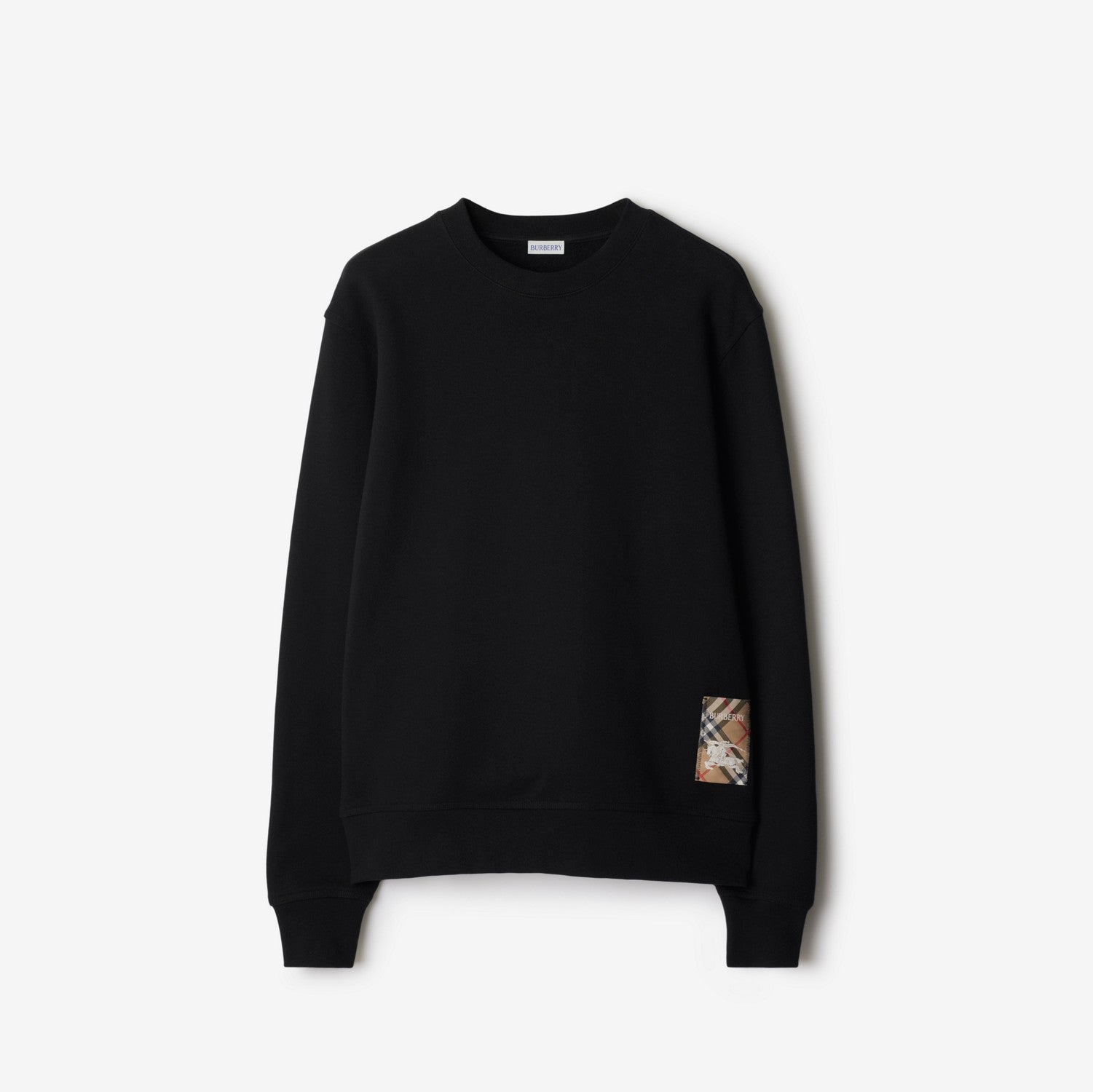 Check Label Cotton Sweatshirt - Black