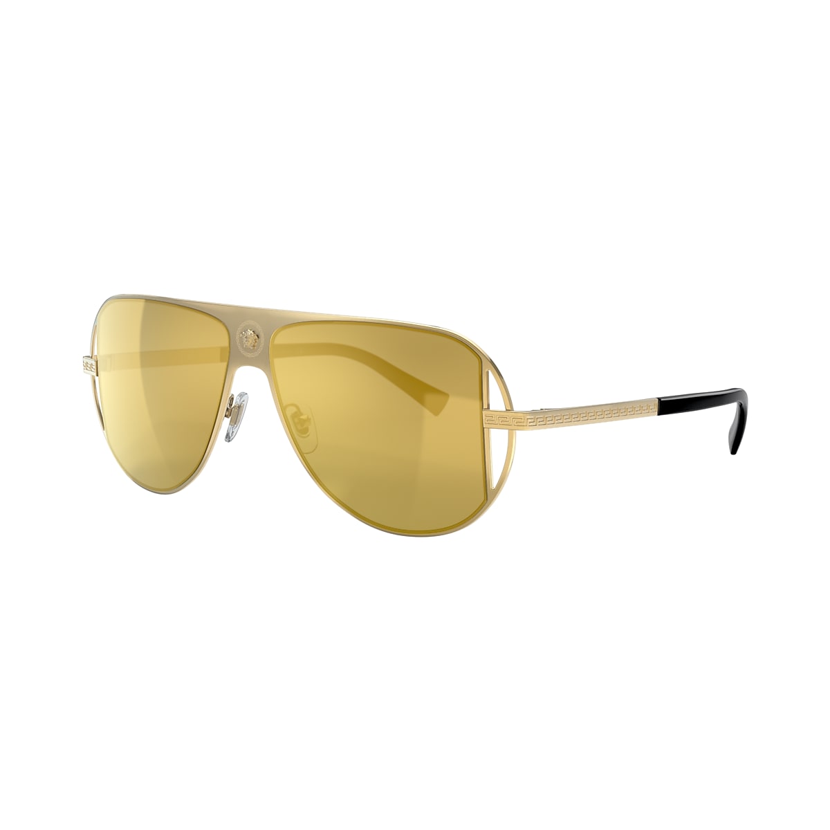 VERSACE VE2212 Gold - Men Luxury Sunglasses, Brown Mirror Gold Lens