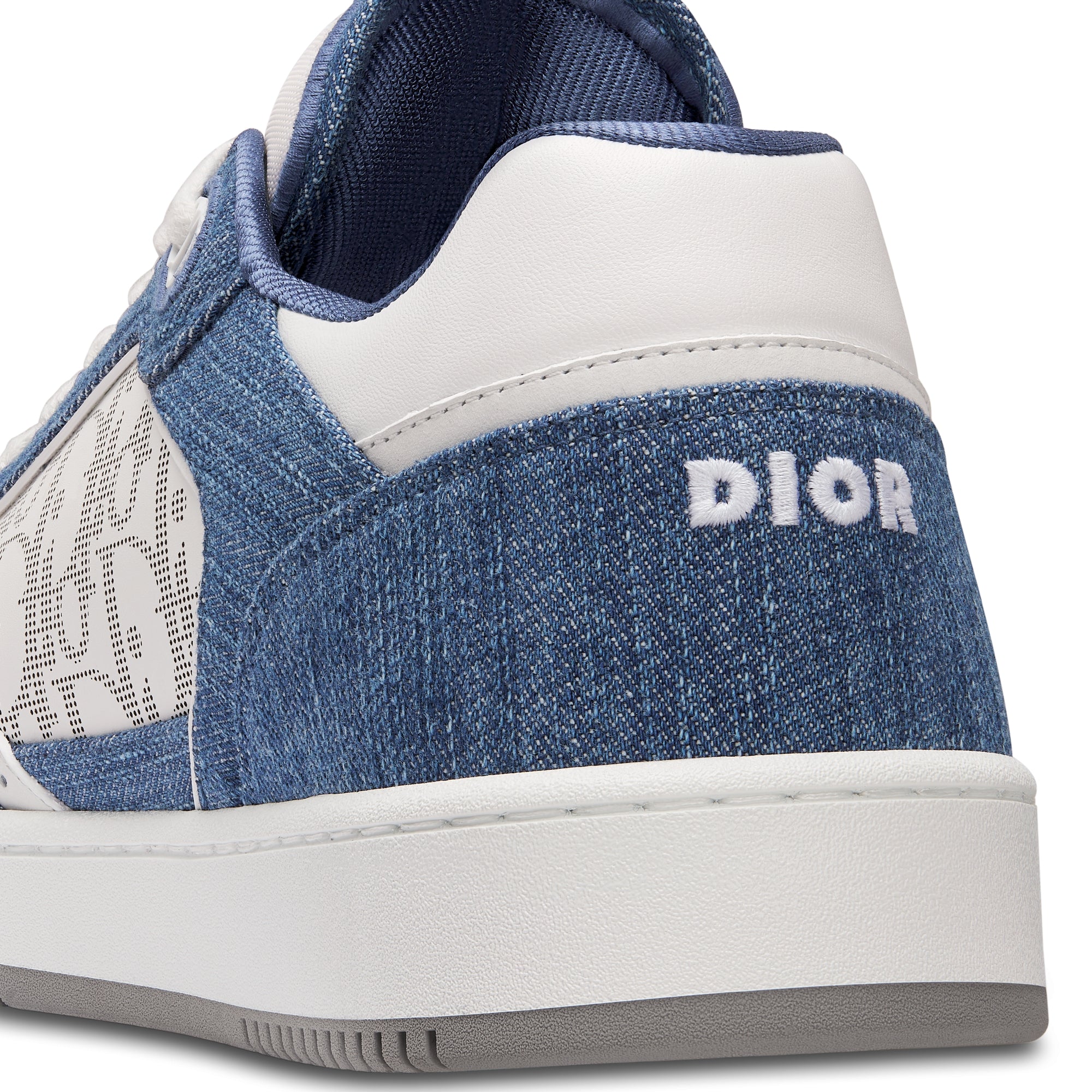 B27 Low-Top Sneaker - White Smooth Calfskin, Blue Denim and White Dior Oblique Galaxy Leather