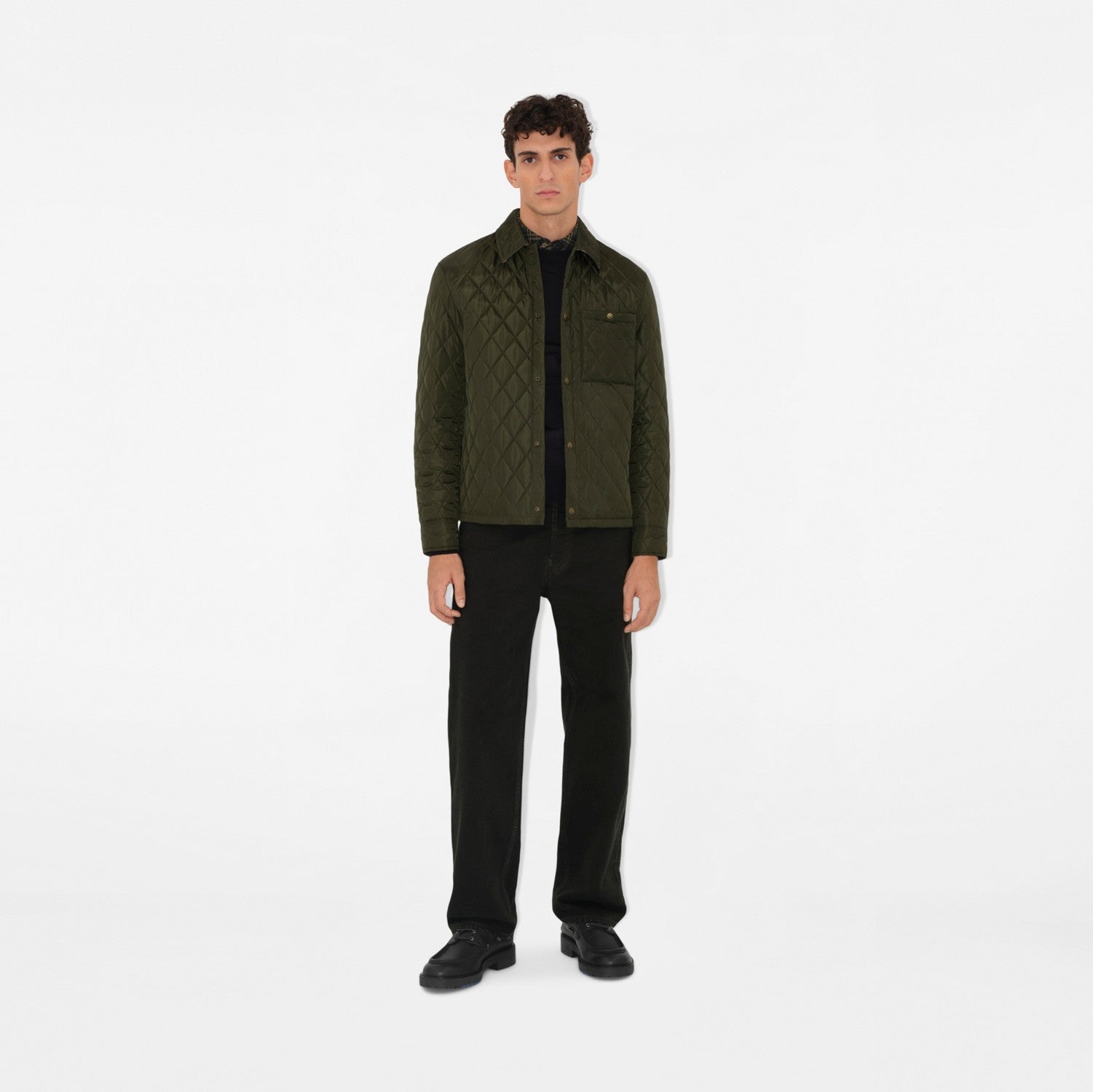 Quilted Nylon Overshirt - Shale