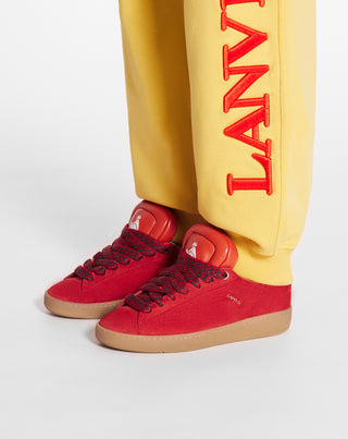 LANVIN X FUTURE HYPER CURB SNEAKERS IN LEATHER AND SUEDE FOR MEN - POPPY RED/ORANGE