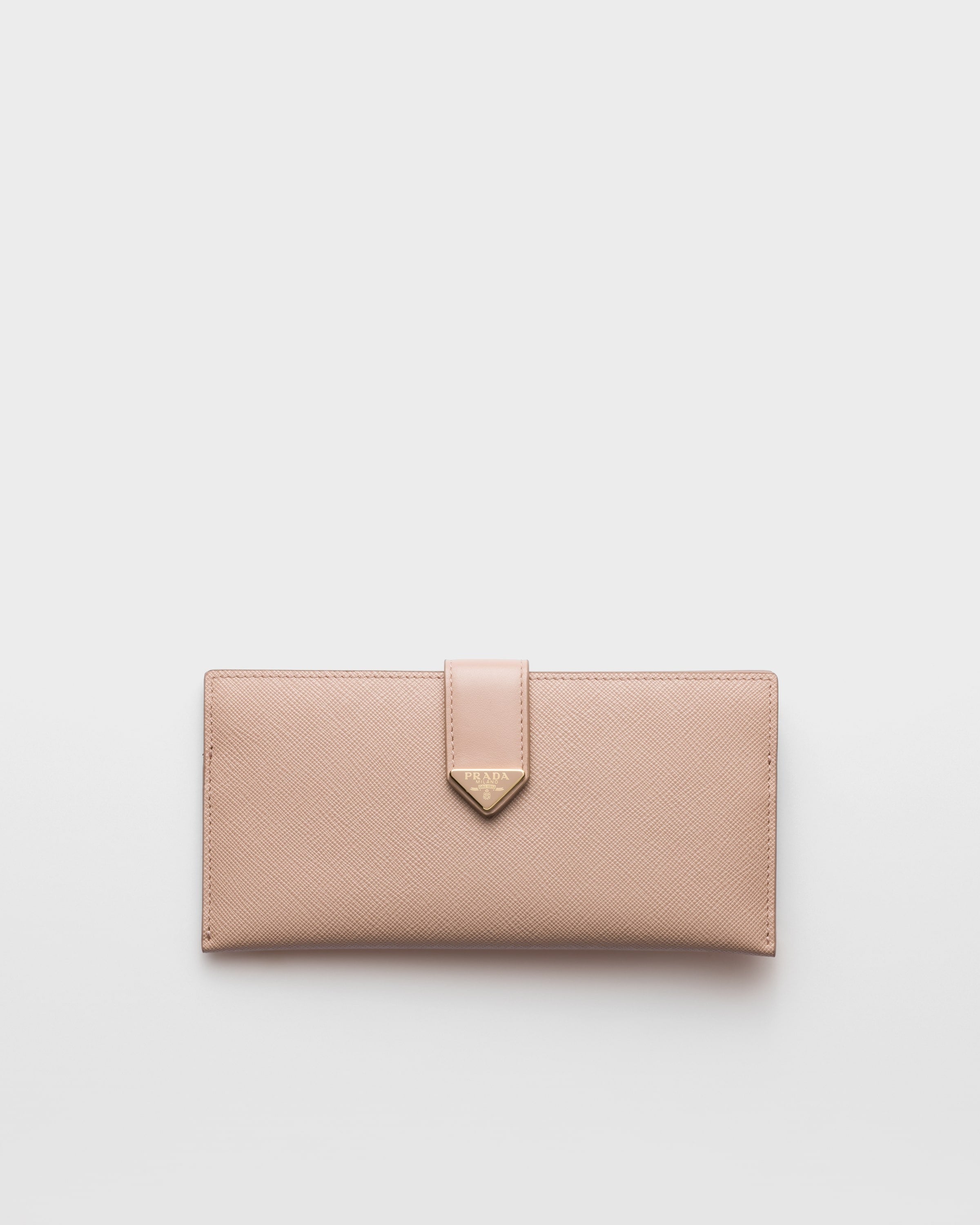 Large Saffiano and leather wallet Powder Pink