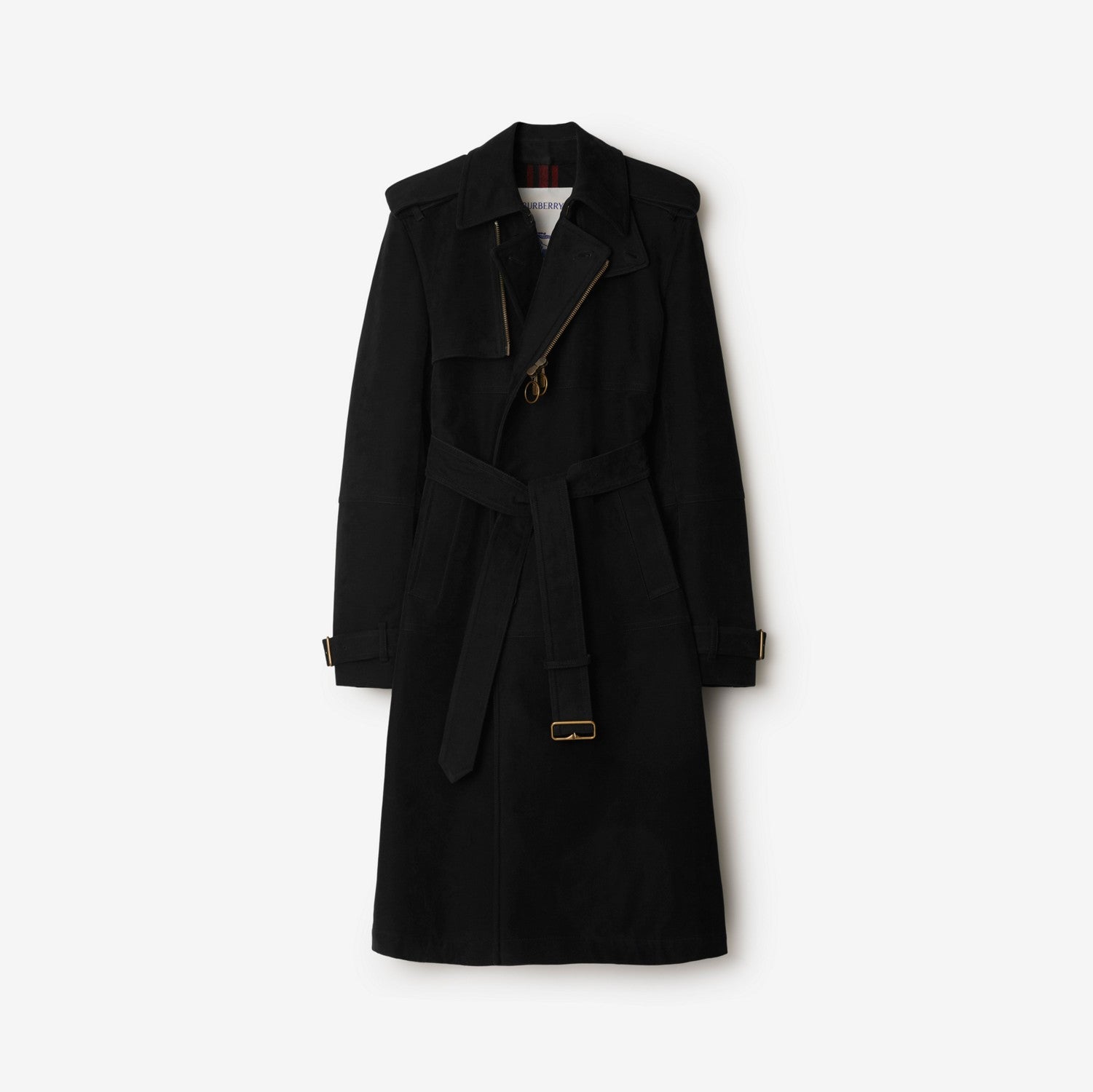 Long Cotton Nylon Trench Coat - Black