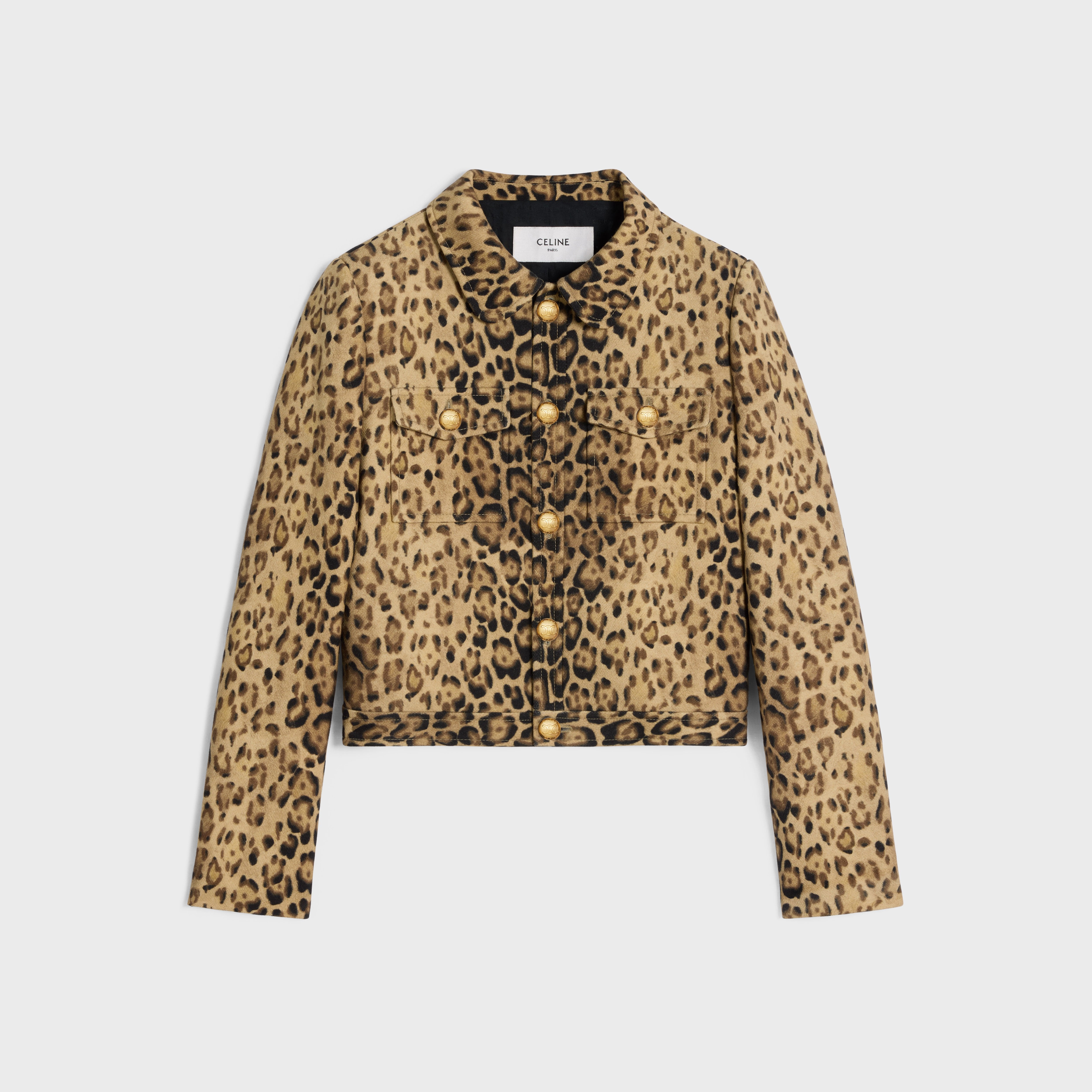 TRUCKER JACKET IN DOUBLE WOOL - LEOPARD