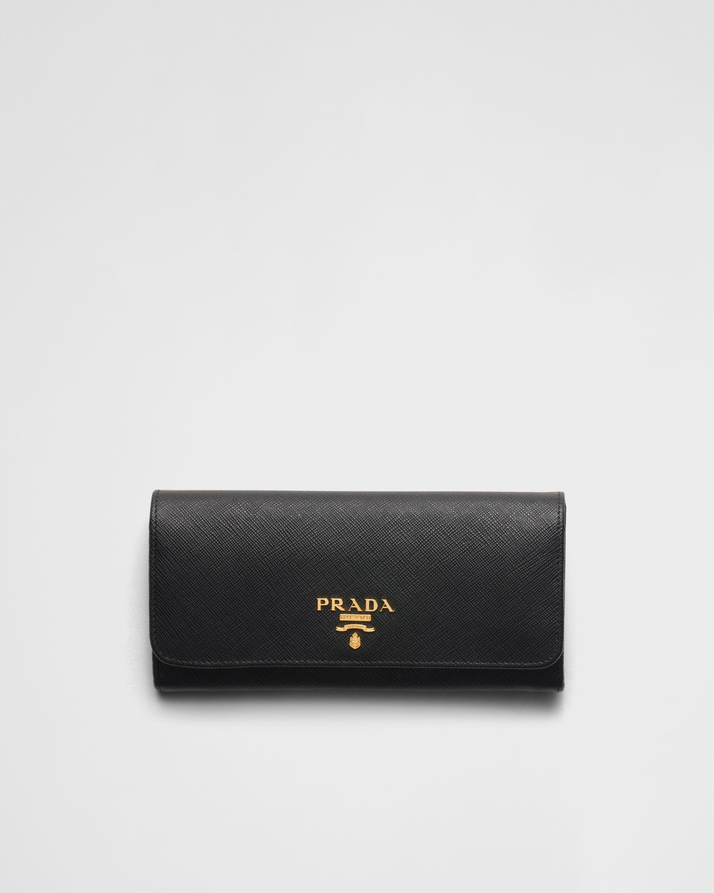 Large Saffiano Leather Wallet Black/Hibiscus