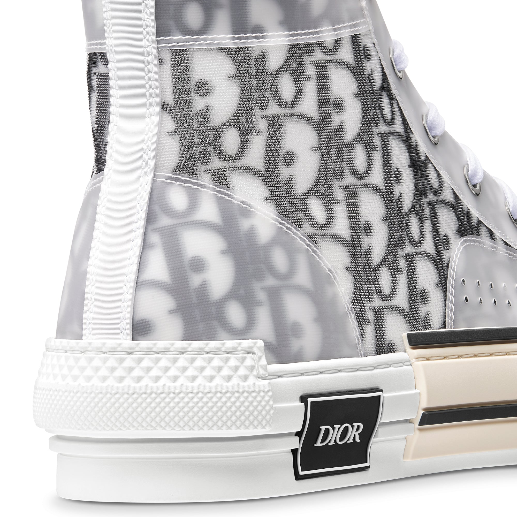 B23 High-Top Sneaker - White and Black Dior Oblique Canvas