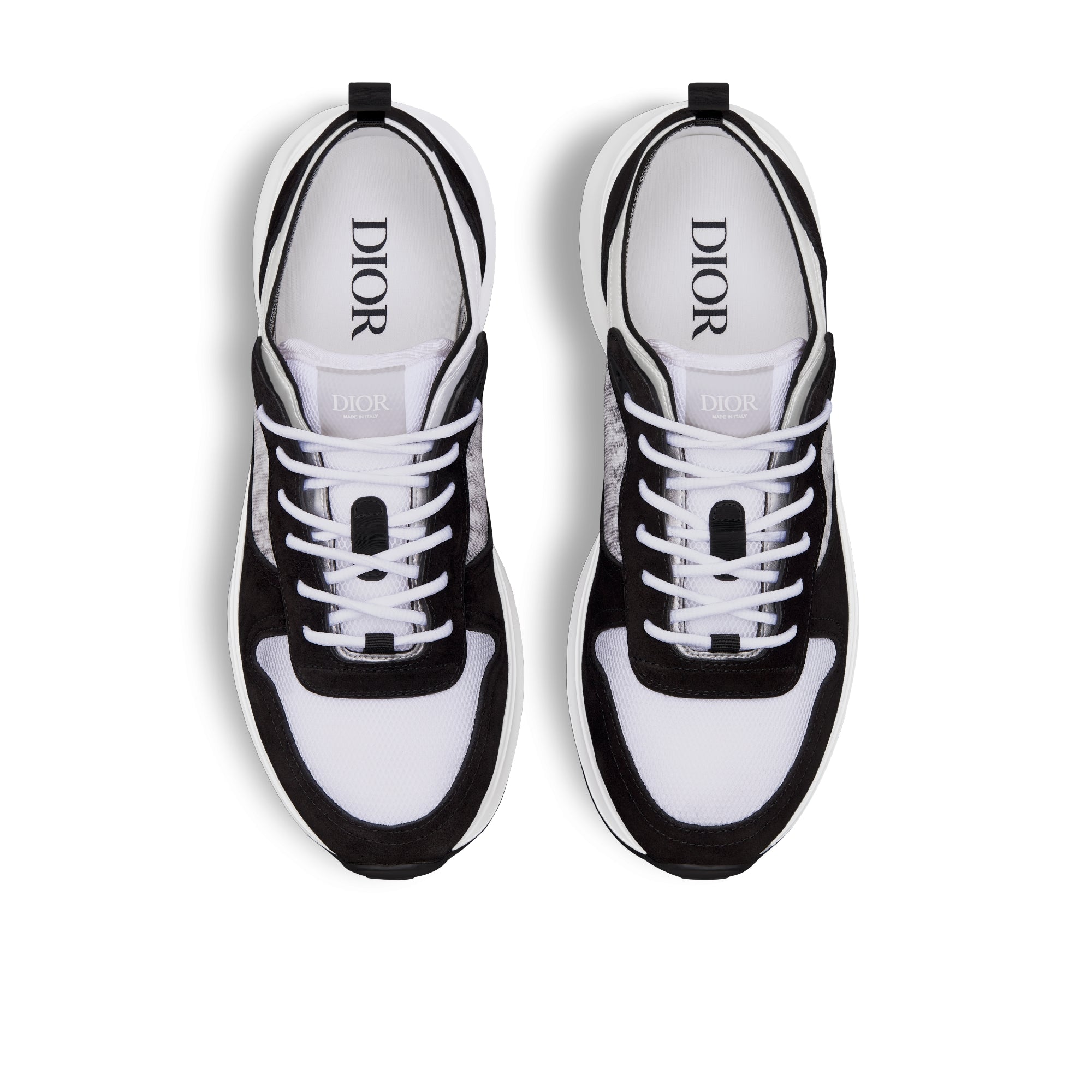 B25 Runner Sneaker - Black Suede with White Technical Mesh and Black Dior Oblique Canvas