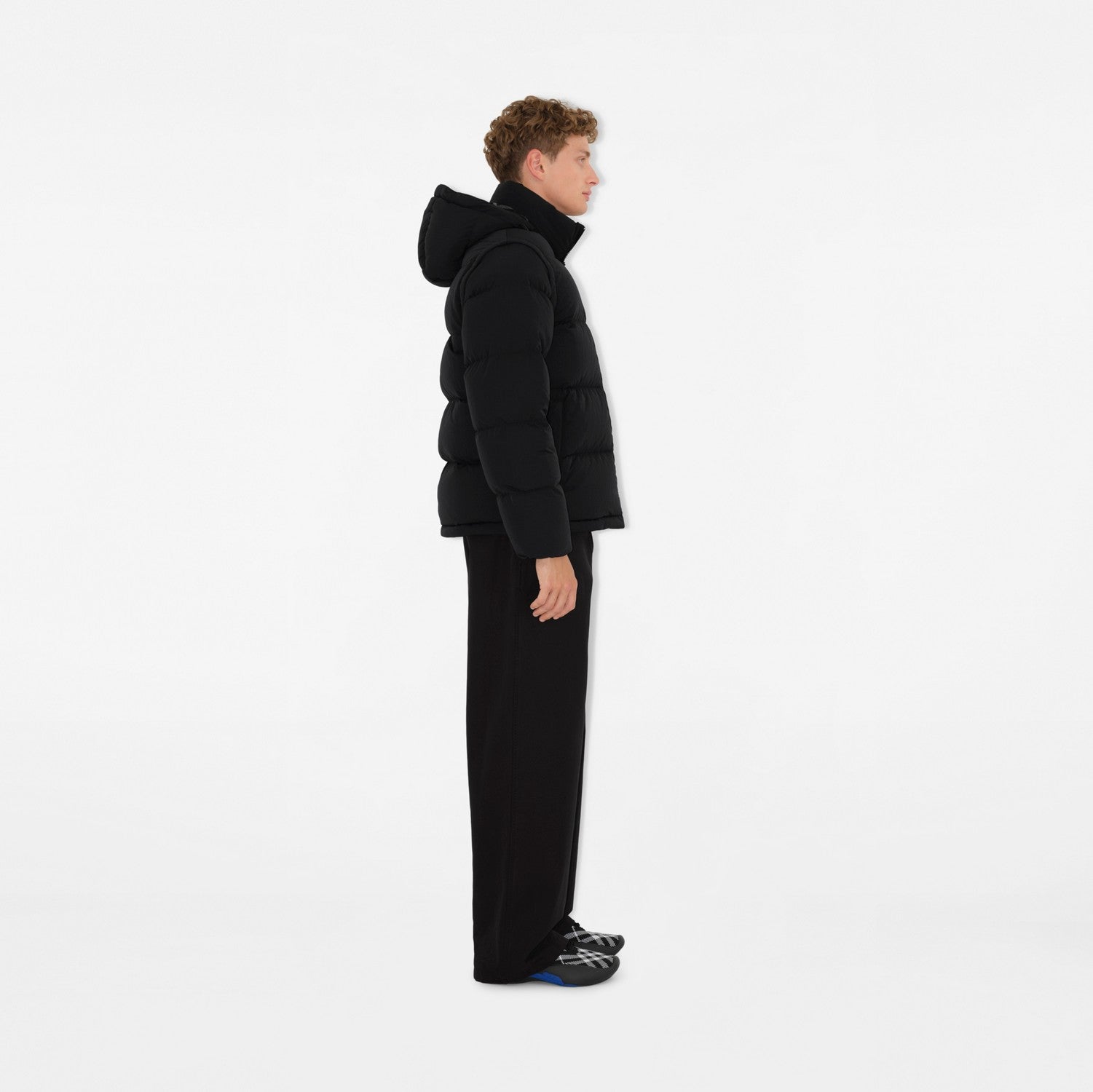 Detachable Sleeve Nylon Puffer Jacket - Black/charcoal