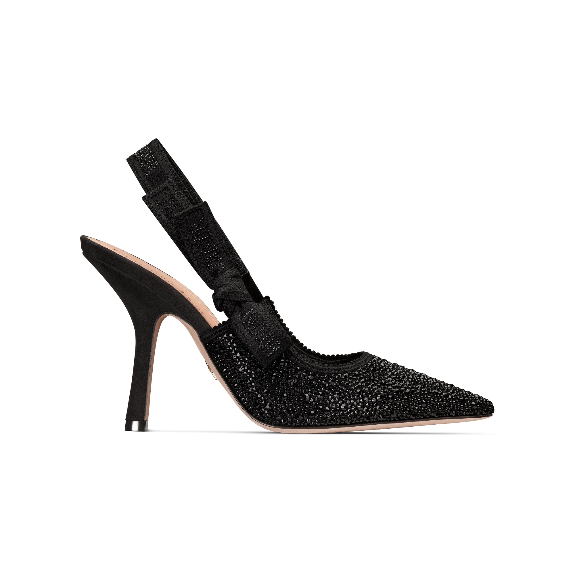 J'Adior Slingback Pump - Black Technical Fabric and Strass