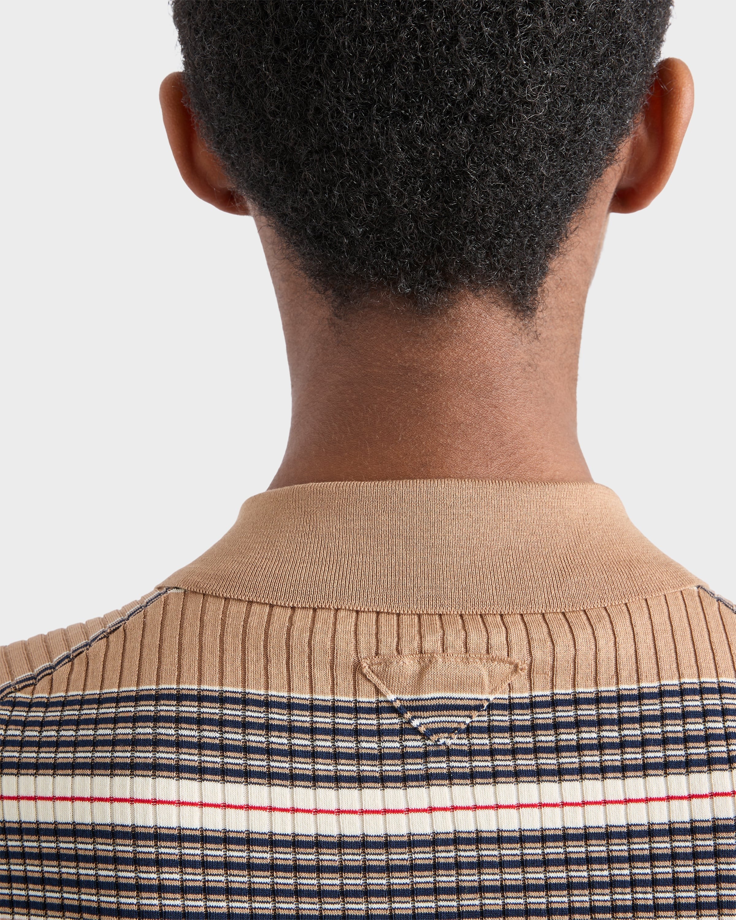 Striped cotton polo shirt Camel Brown