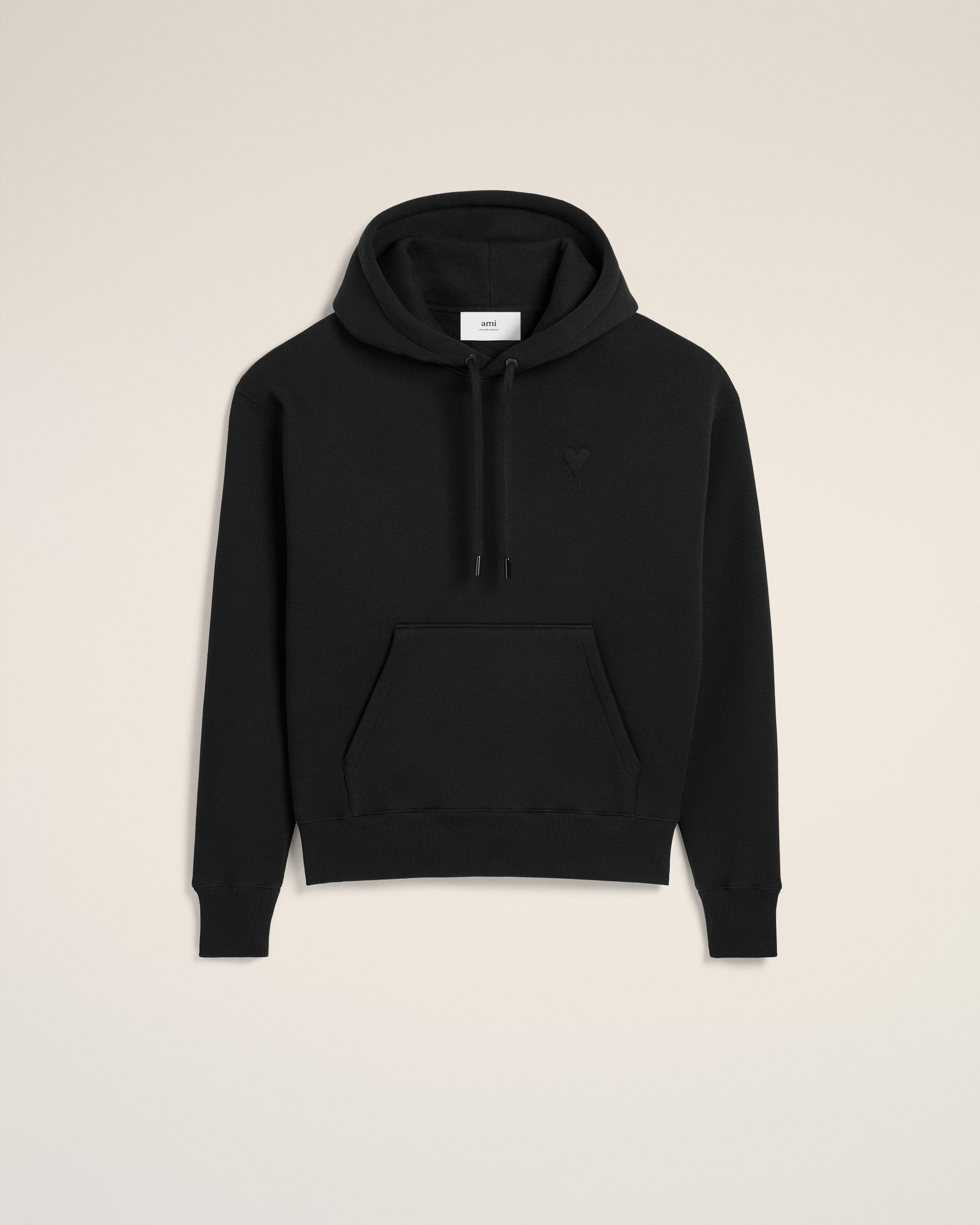 BLACK COTTON AMI DE COEUR HOODIE BLACK