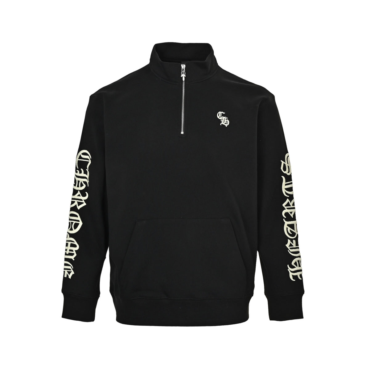 Sanskrit-Style Embroidered Half-Zip Sweatshirt