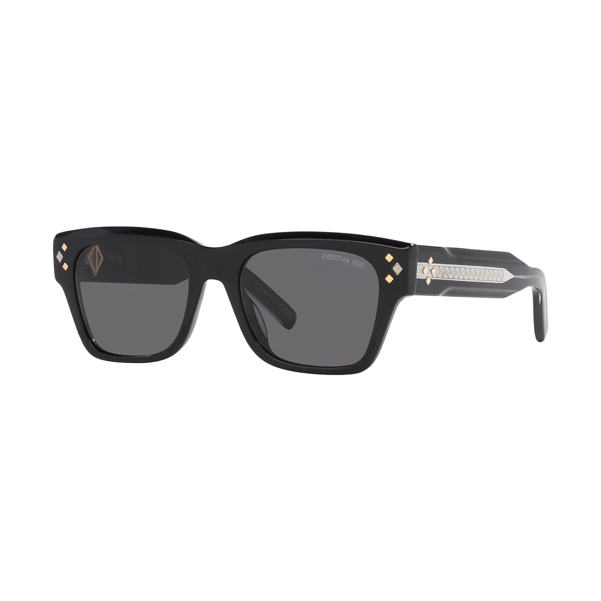 DIOR CD Diamond S2 Black Shiny - Men Luxury Sunglasses, Smoke Lens