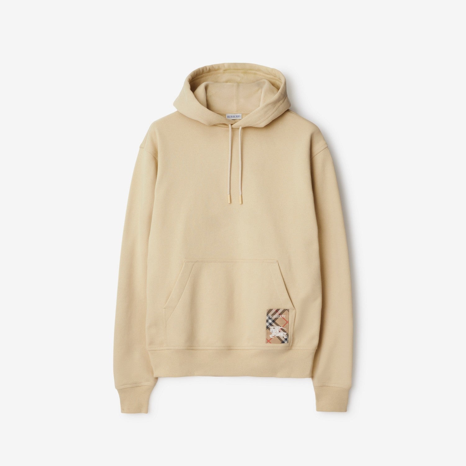 Check Label Cotton Hoodie - Nutmeg