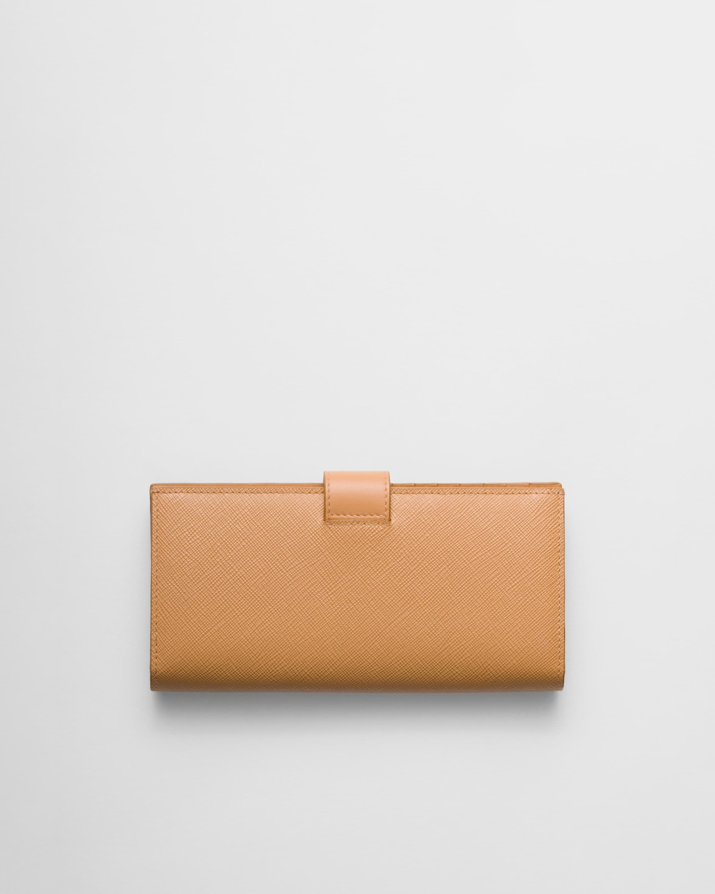 Large Saffiano and smooth leather wallet Natural