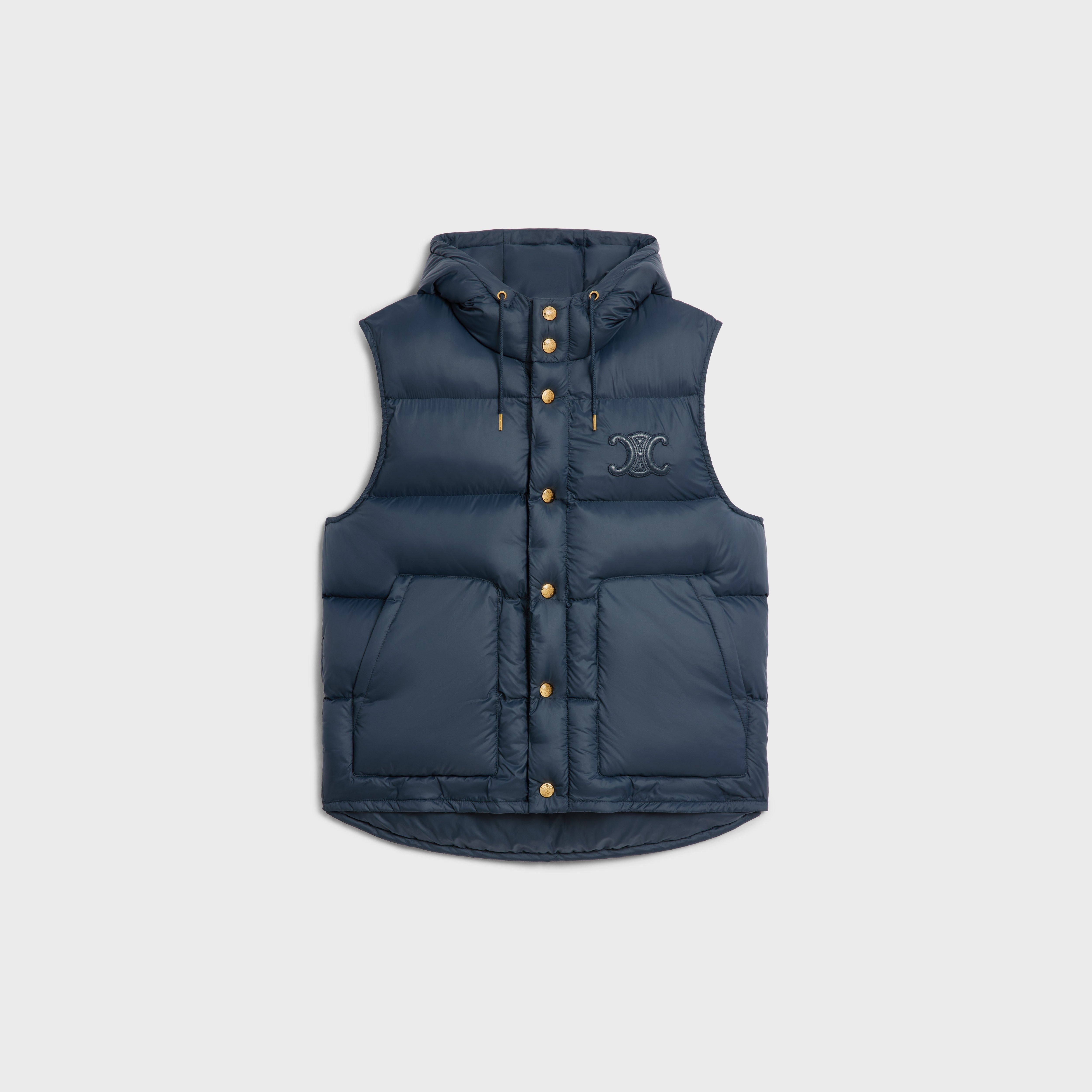 OVERSIZED SLEEVELESS DOWN JACKET IN LIGHTWEIGHT NYLON - NAVY