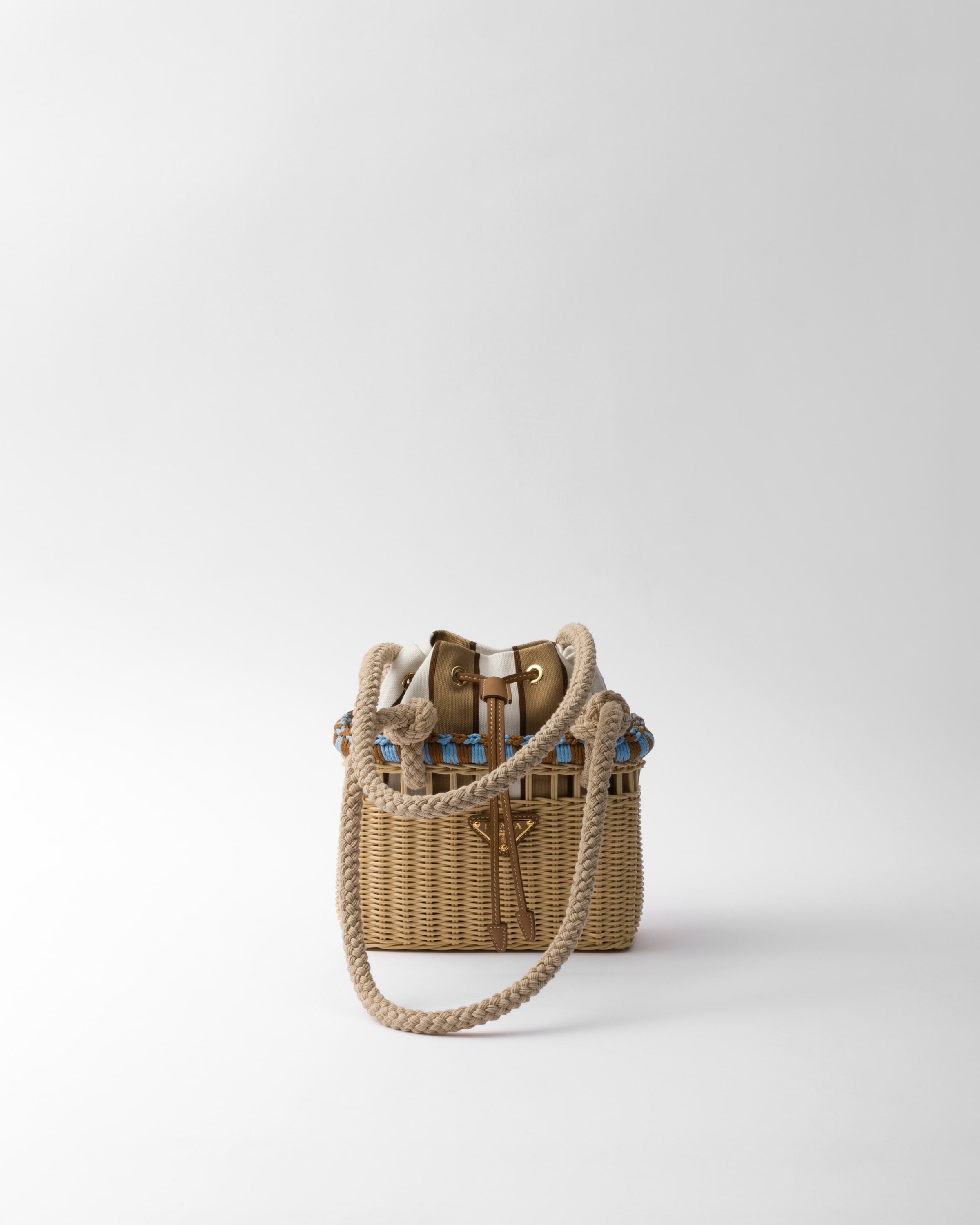 Wicker mini-bag Tan / Light Blue