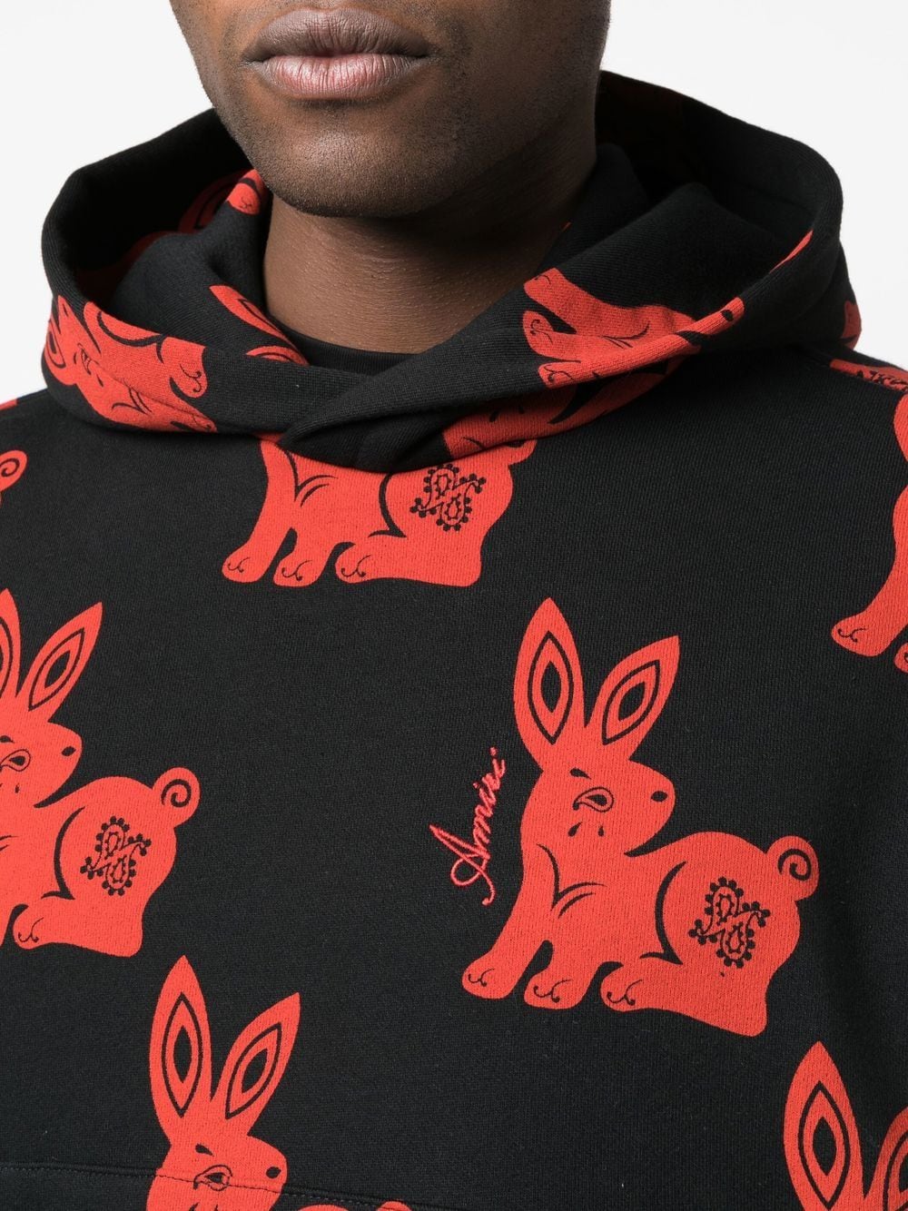 Rabbit-motif cotton hoodie