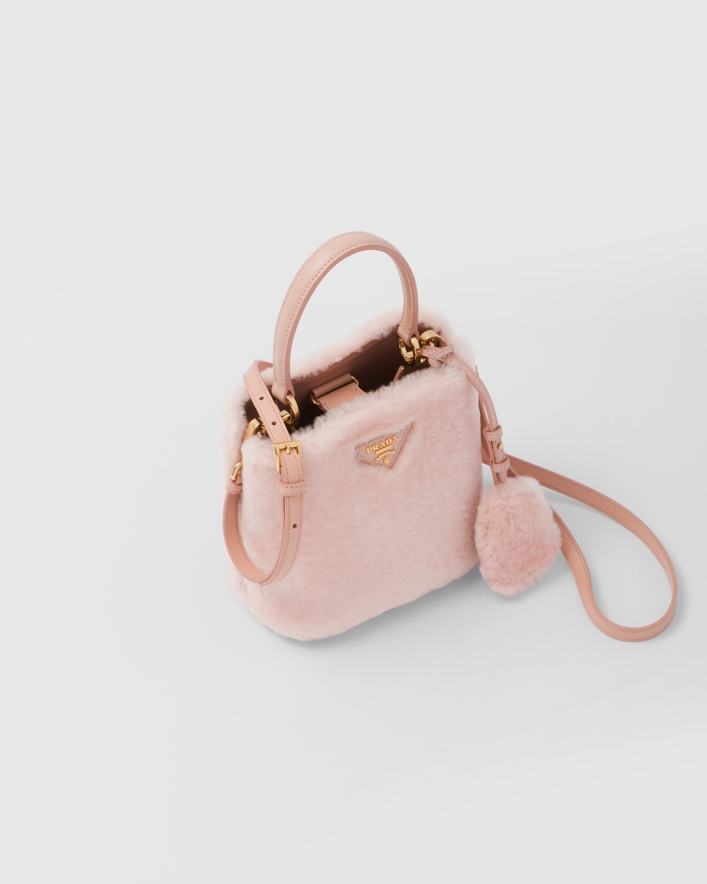 Prada Panier shearling mini-bag Orchid Pink