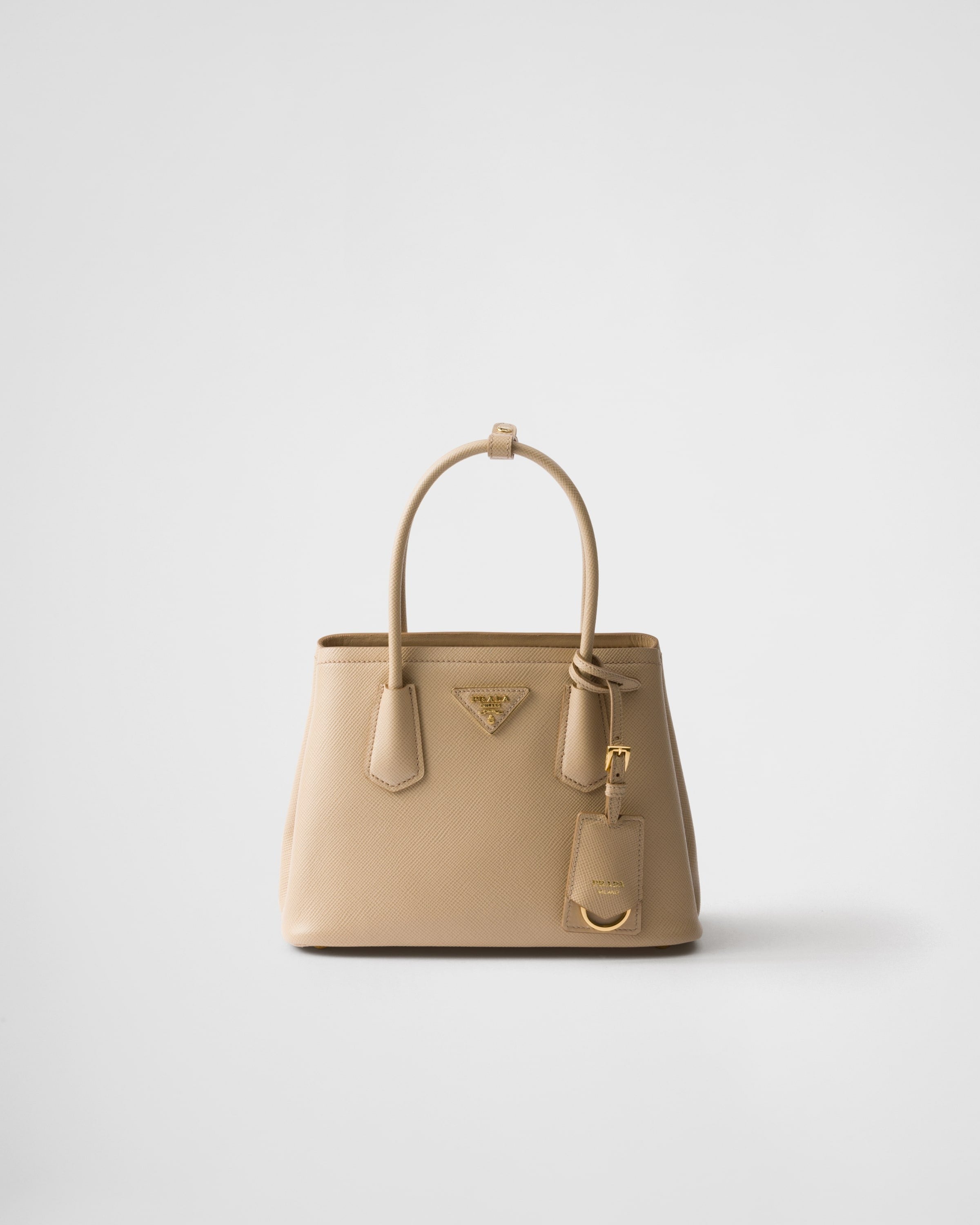 Small Prada Double Saffiano leather bag Sand Beige