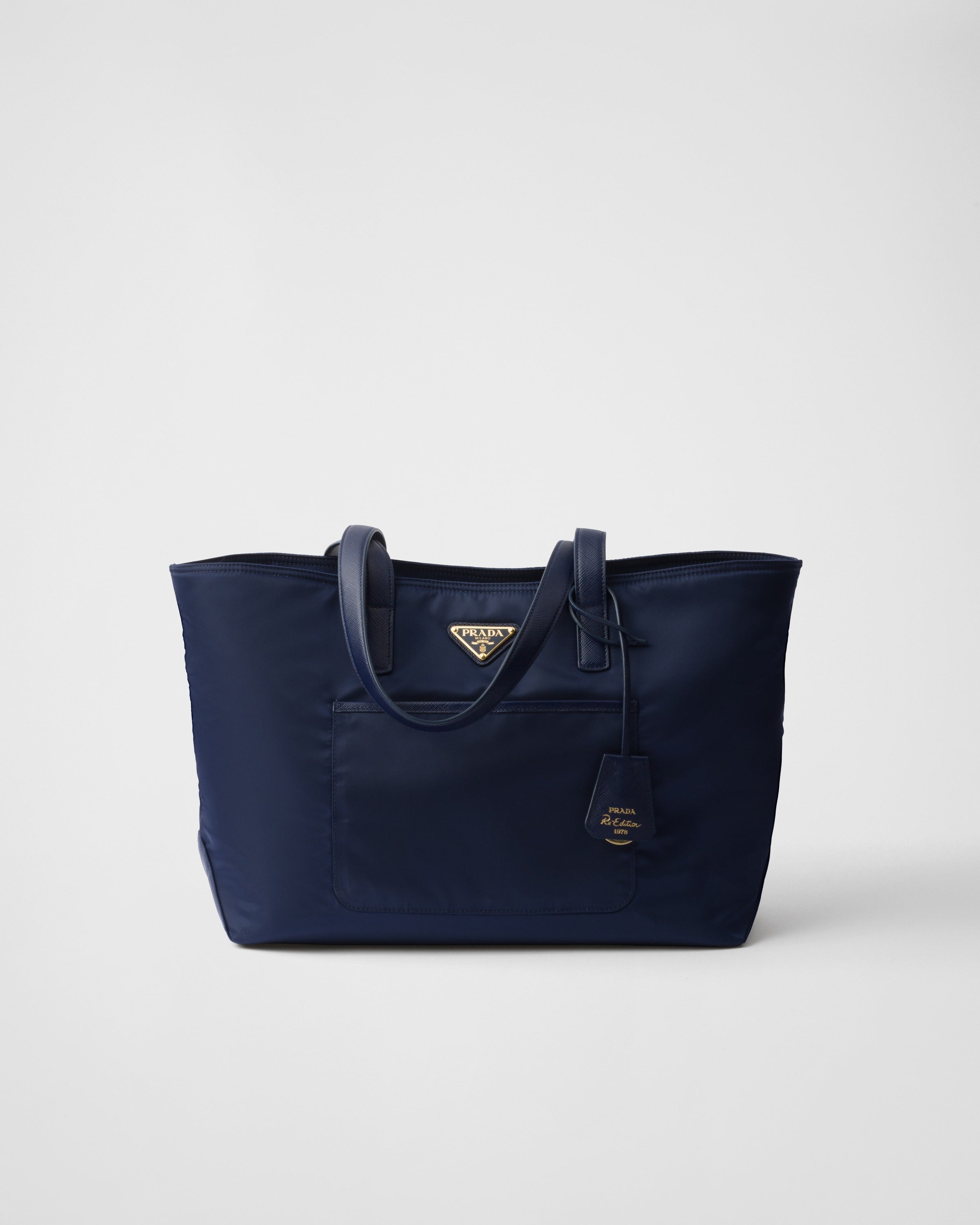 Prada Re-Edition 1978 medium Re-Nylon and Saffiano leather tote bag Baltic Blue