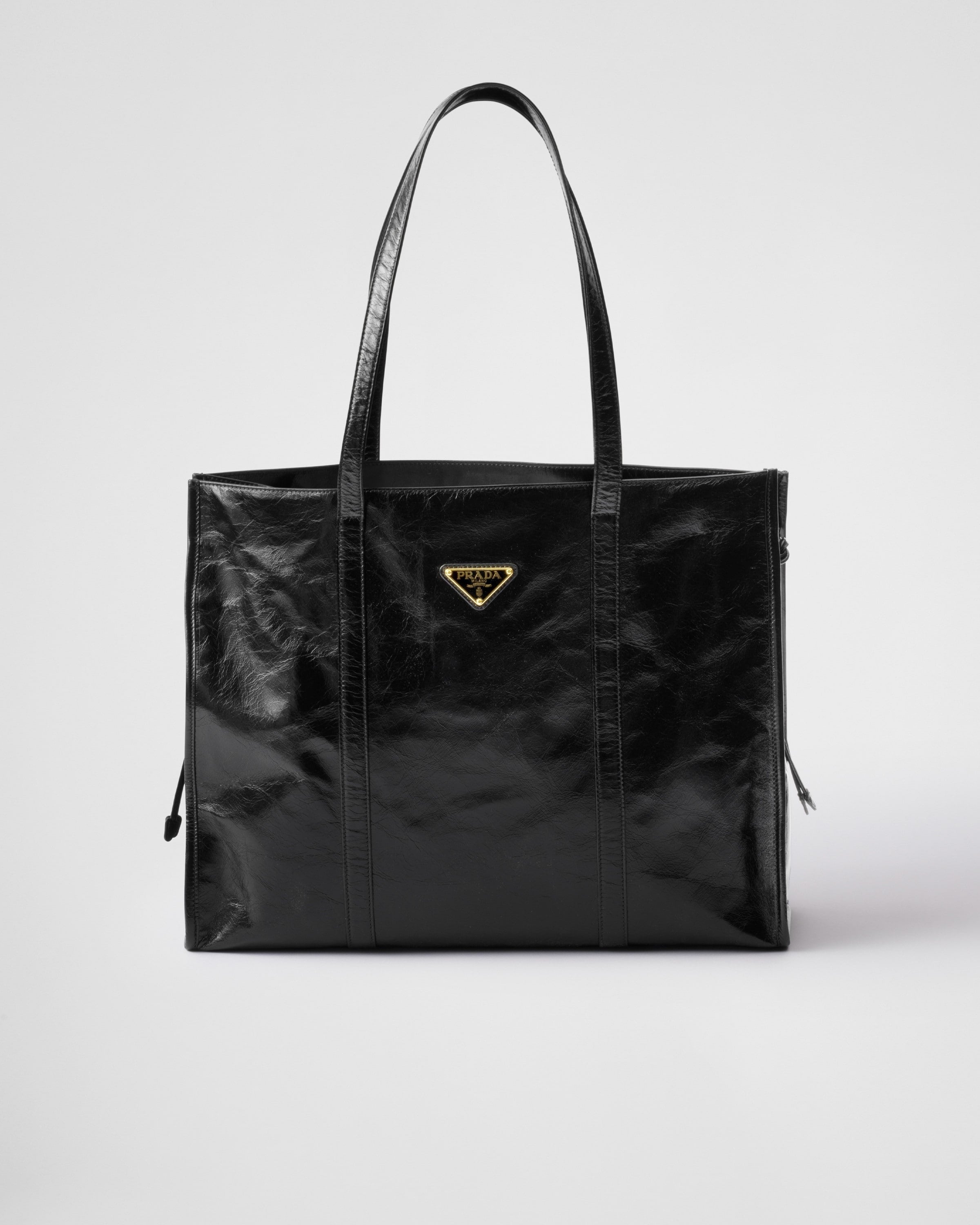 Large leather tote bag Black