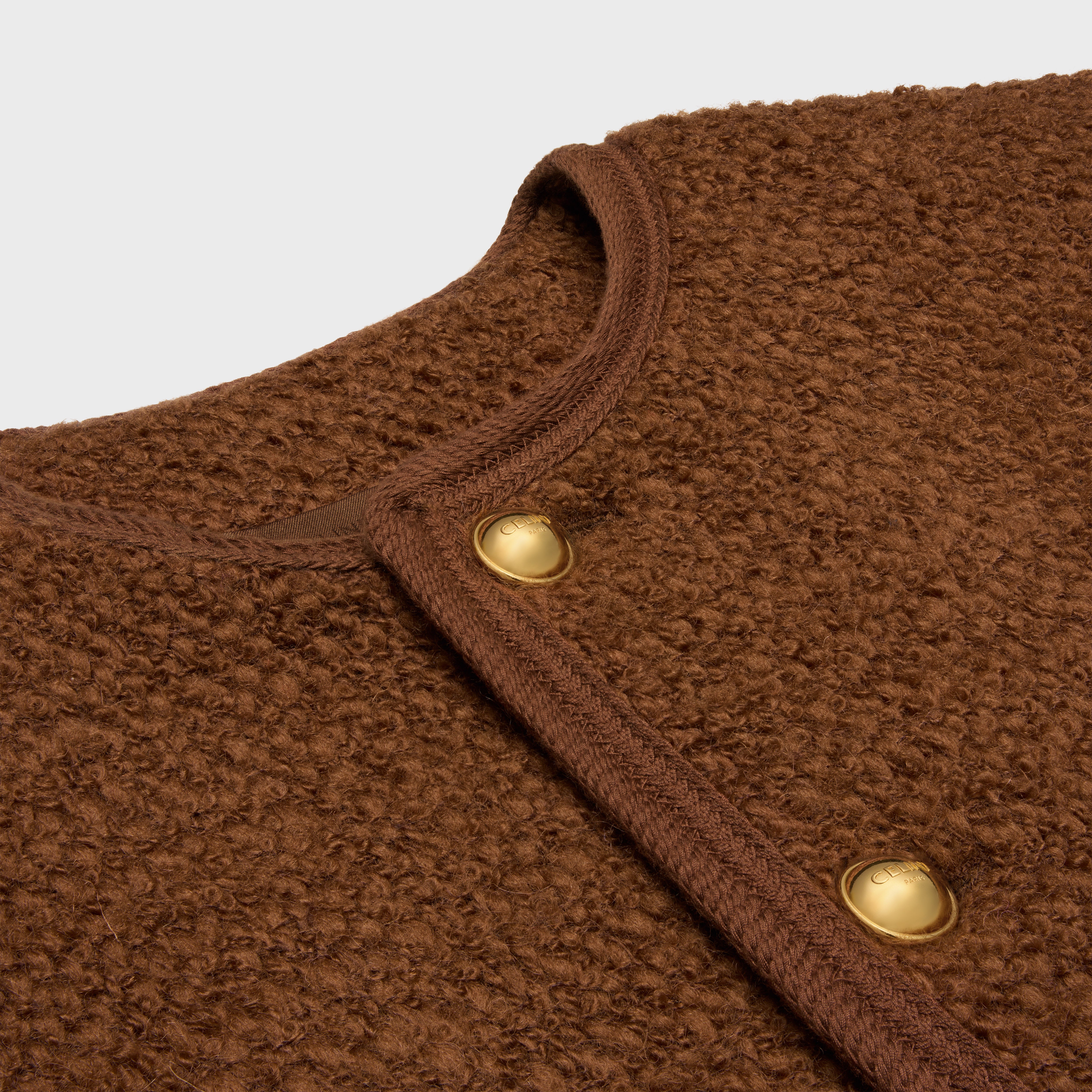 CHELSEA JACKET IN MOHAIR WOOL TWEED - NOISETTE