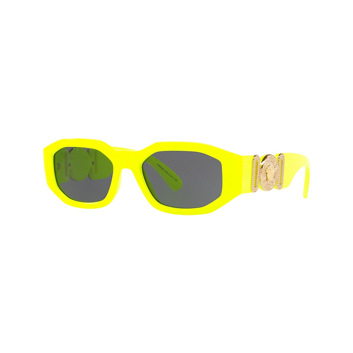 VERSACE VE4361 Biggie Yellow Fluo - Men Luxury Sunglasses, Dark Grey Lens