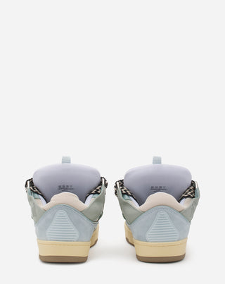 LEATHER CURB SNEAKERS - PALE BLUE