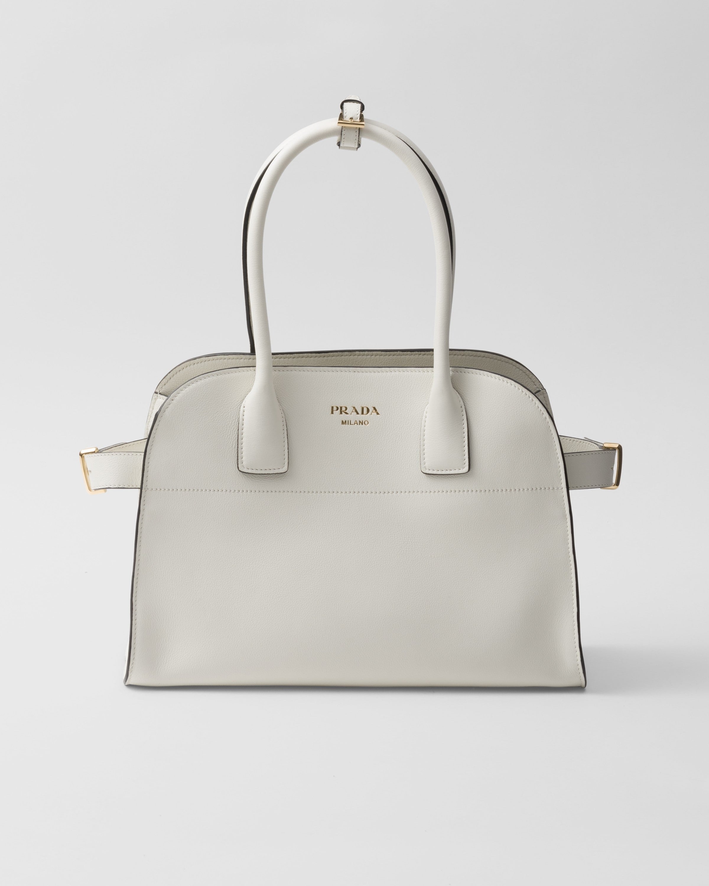 Medium leather tote bag White