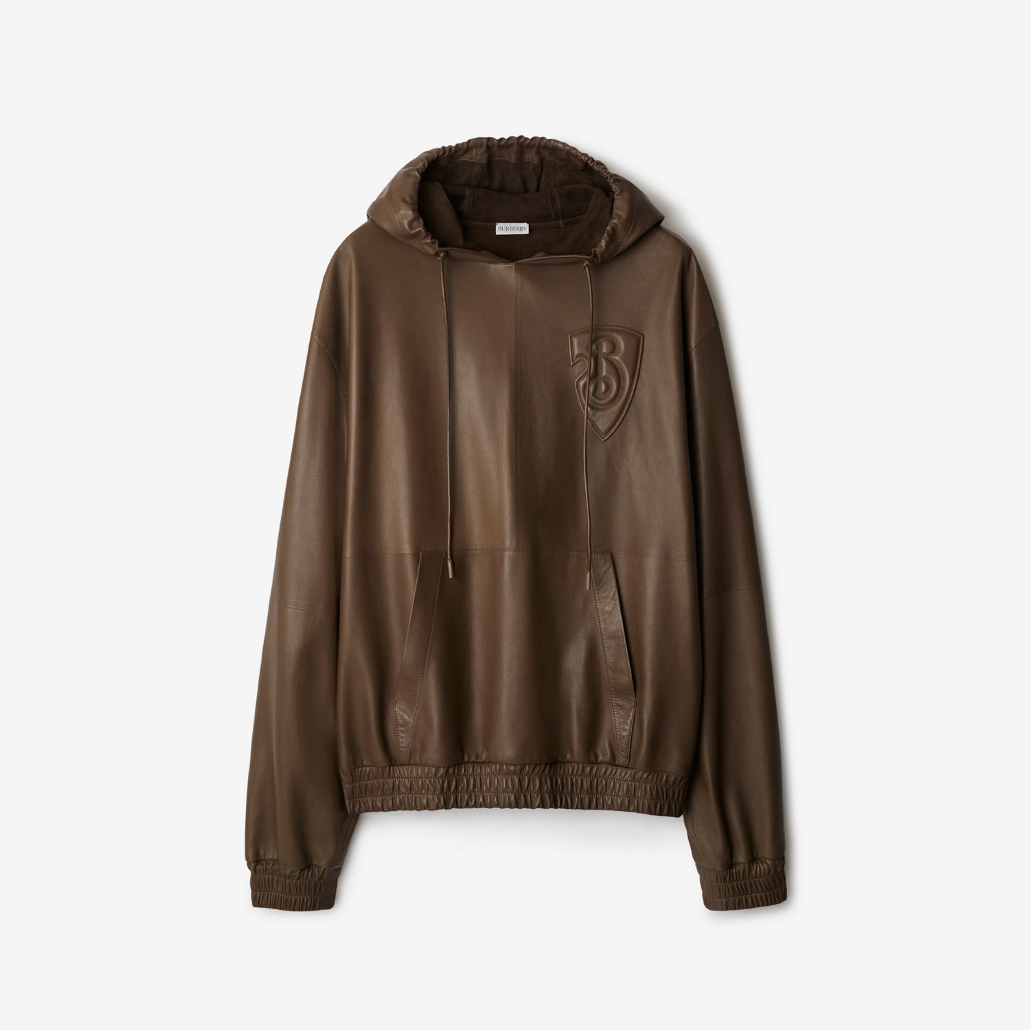 B Shield Leather Hoodie - Bramble