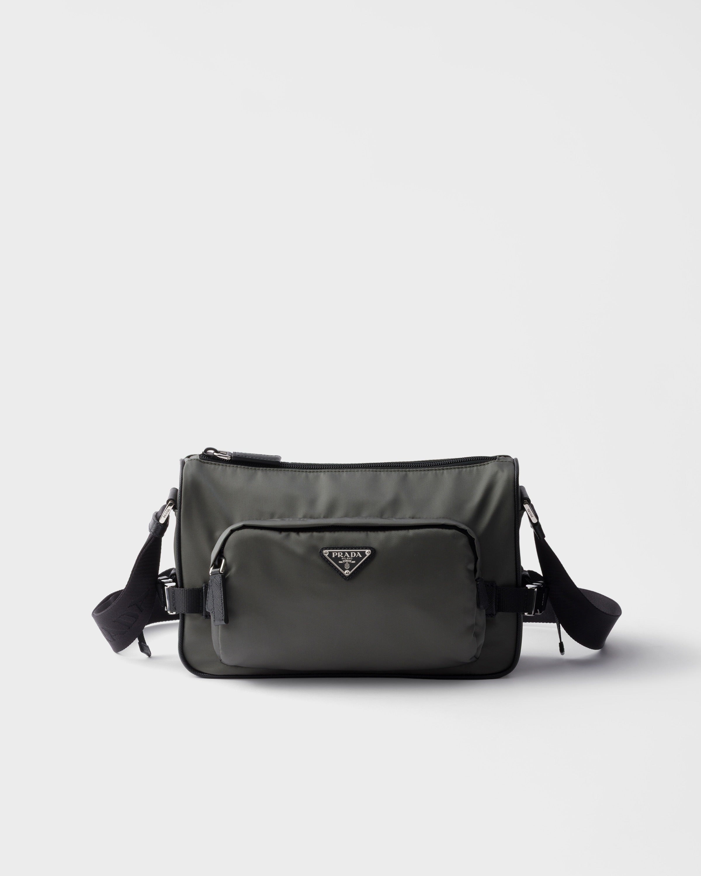 Medium Re-Nylon and Saffiano leather shoulder bag Forest Green
