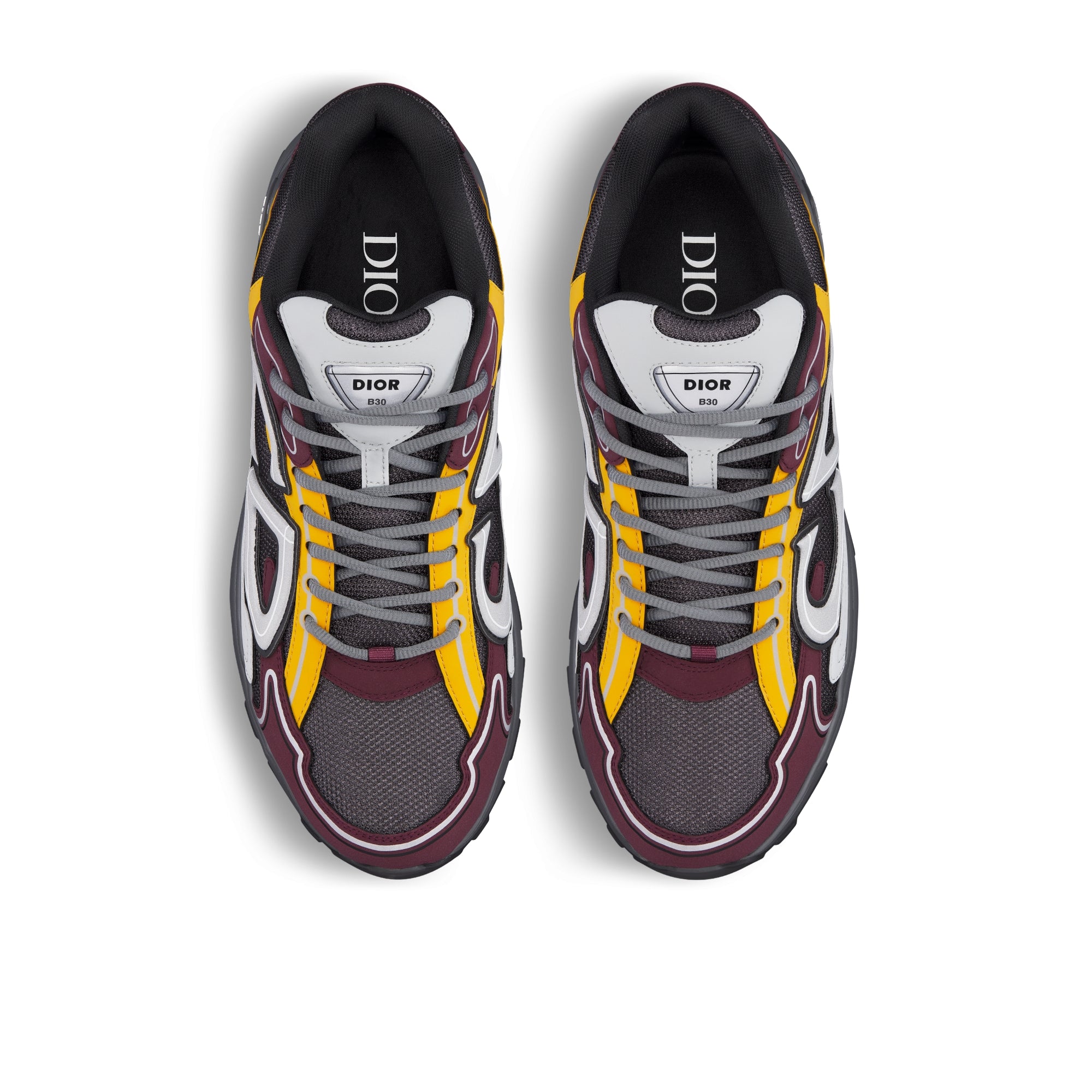 B30 Sneaker - Deep Gray Mesh with Burgundy, Yellow and Gray Technical Fabric