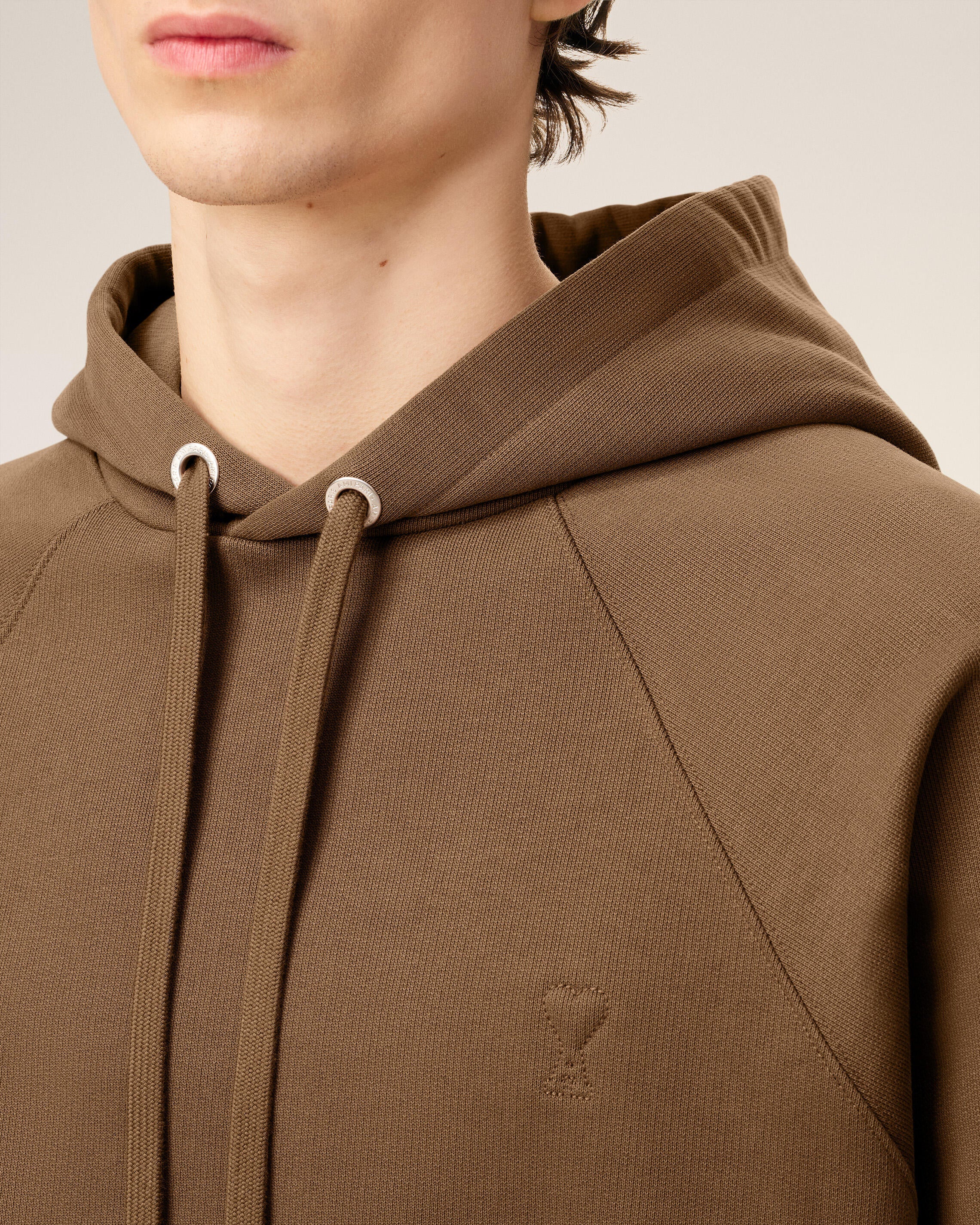 Brown Cotton Ami De Coeur Hoodie HAZELNUT