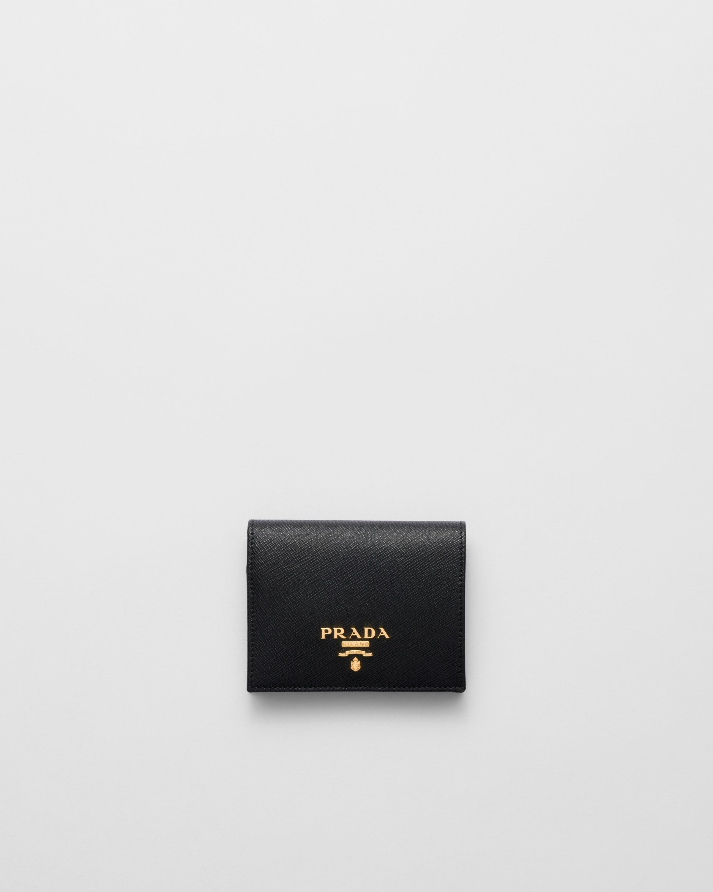 Small Saffiano Leather Wallet Black/Hibiscus