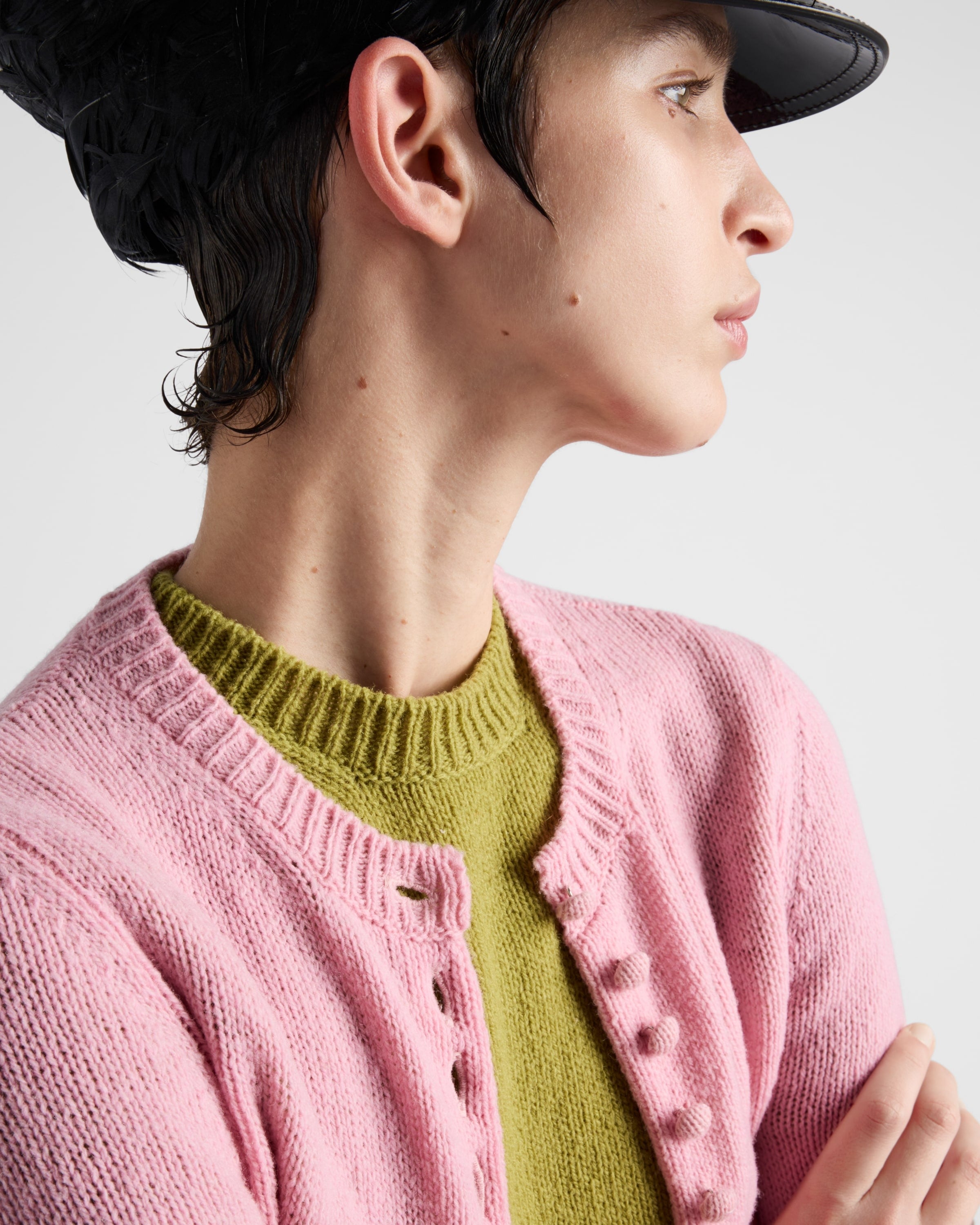 Short-sleeved cashmere sweater Pistachio Green