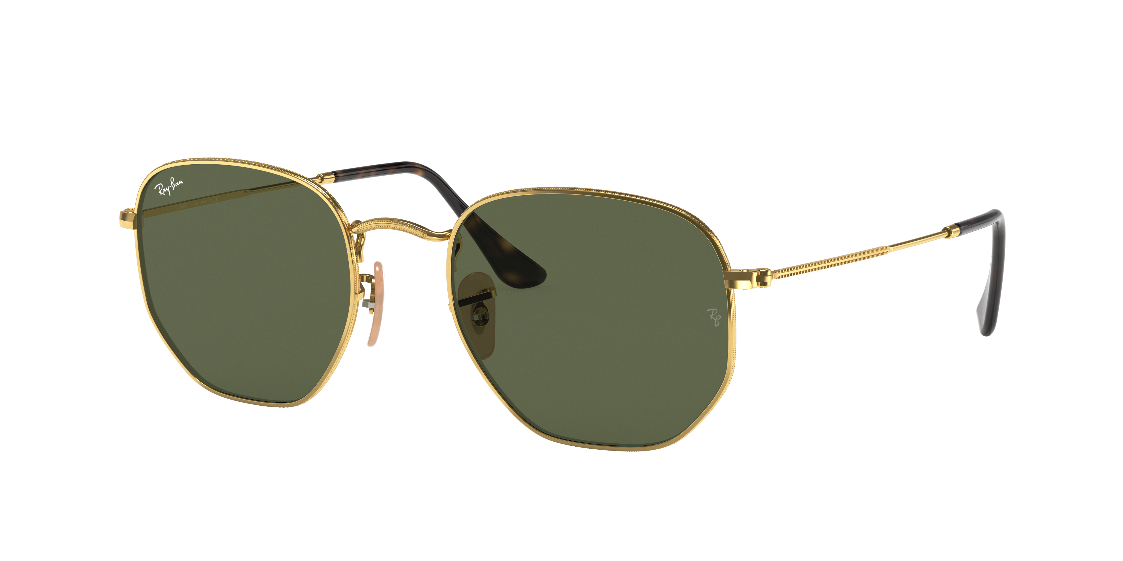 RAY-BAN RB3548N Hexagonal Flat Lenses Arista Gold - Sunglasses, G-15 Green Lens